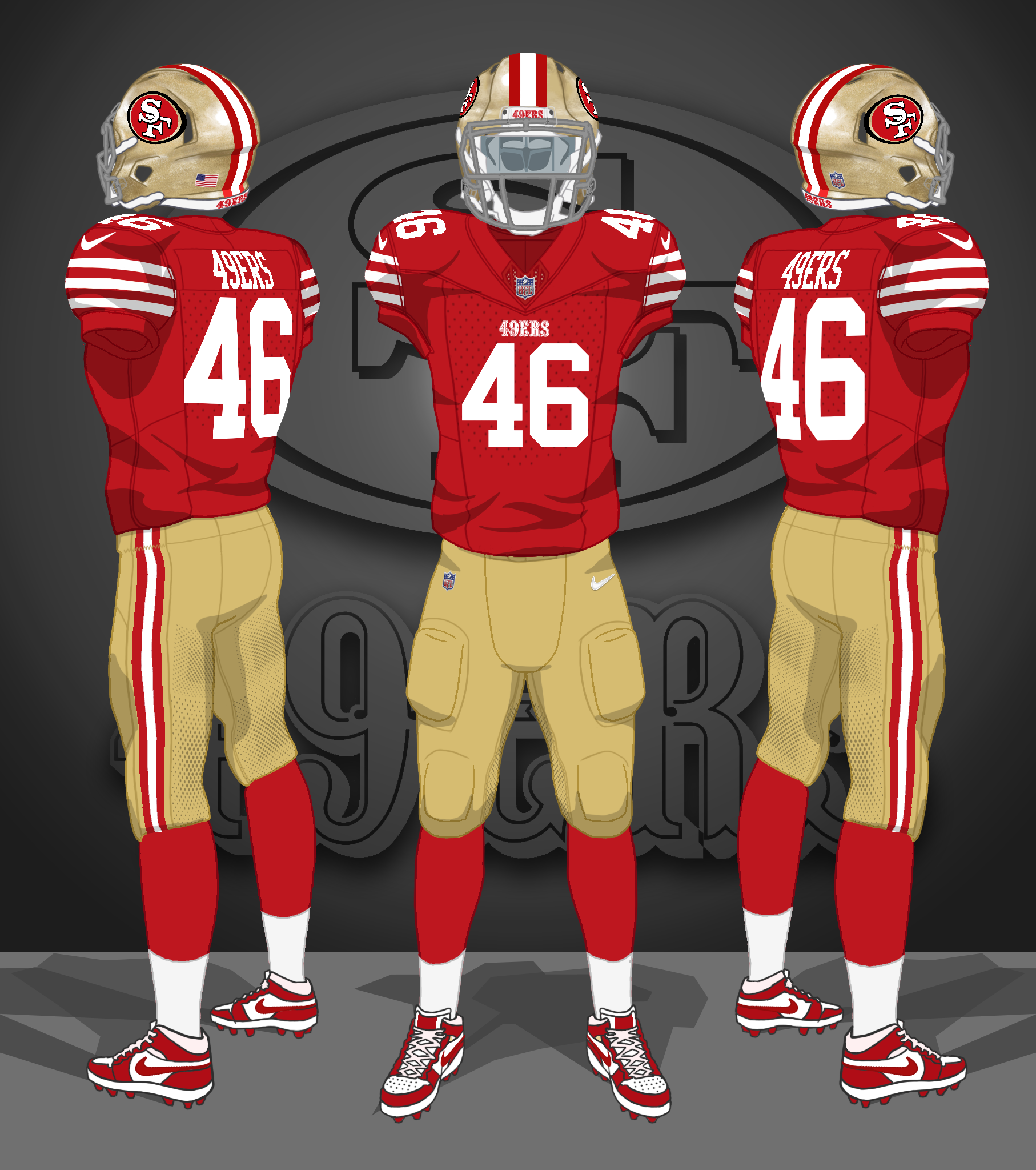 2022-- red jerseys, gold pants