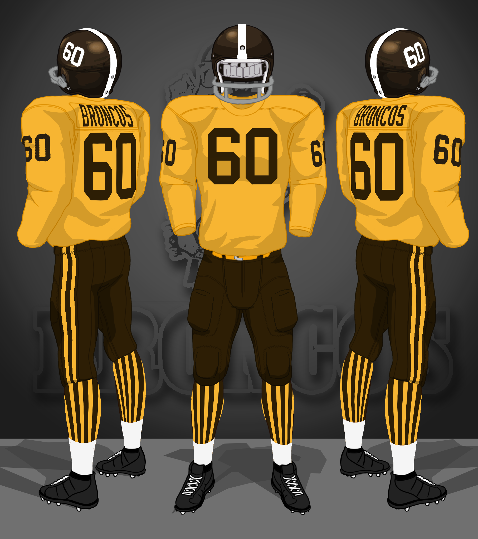 1960-1961 yellow jerseys, brown pants