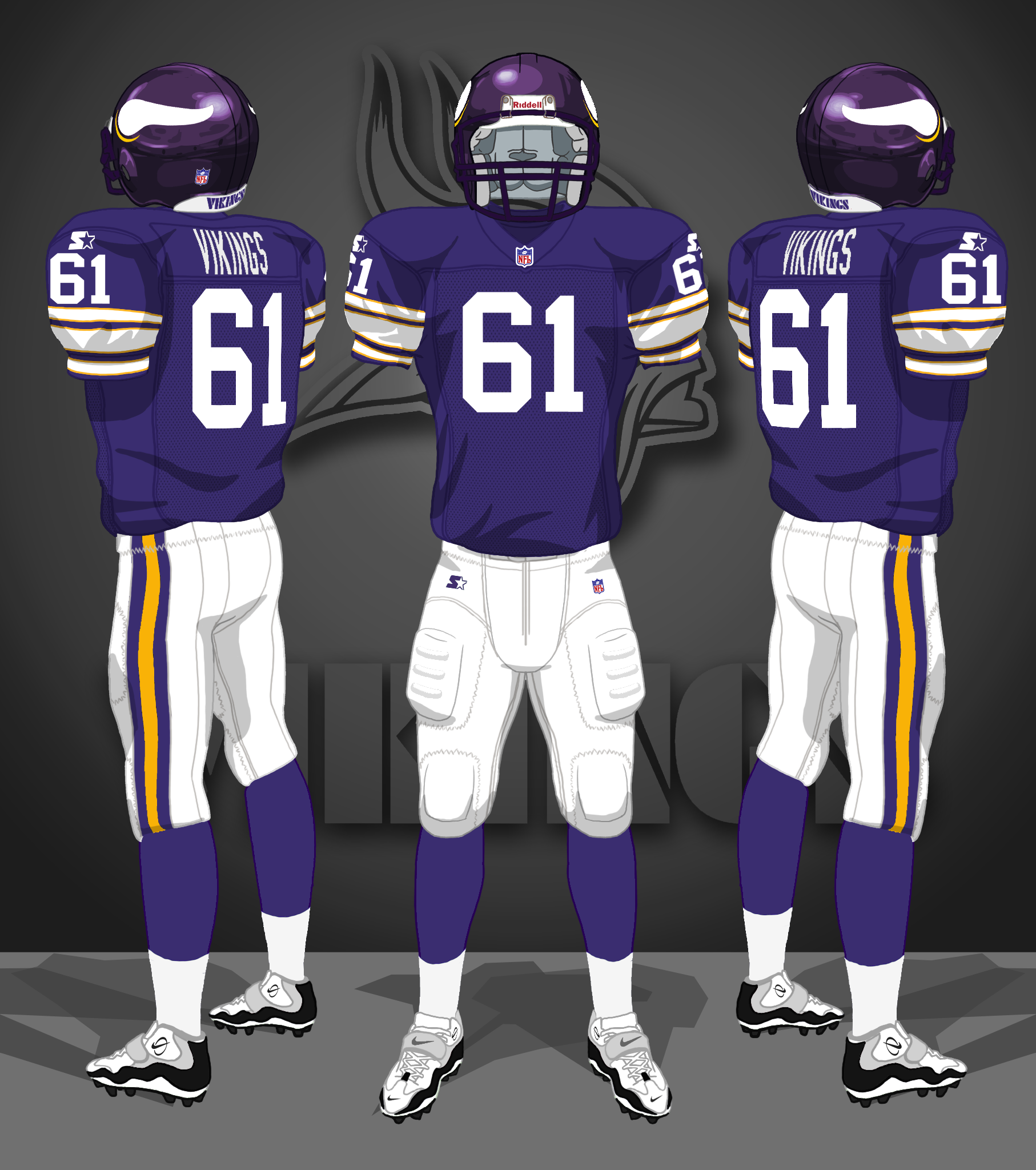 1985-1995 purple jerseys, white pants