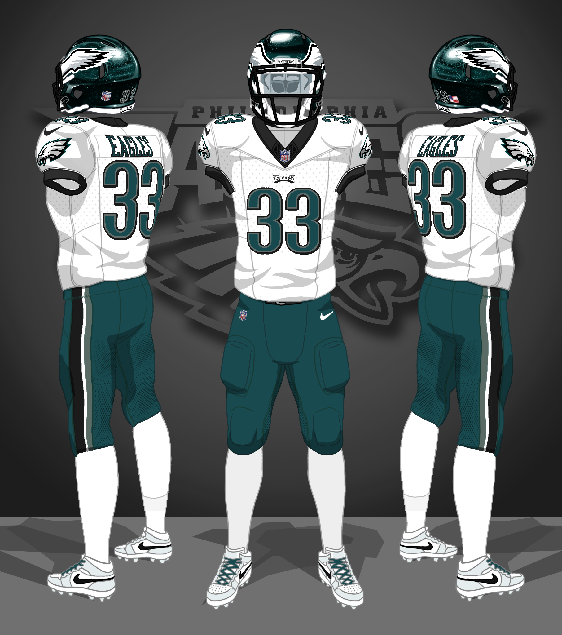 2021-2023 white, green, white socks