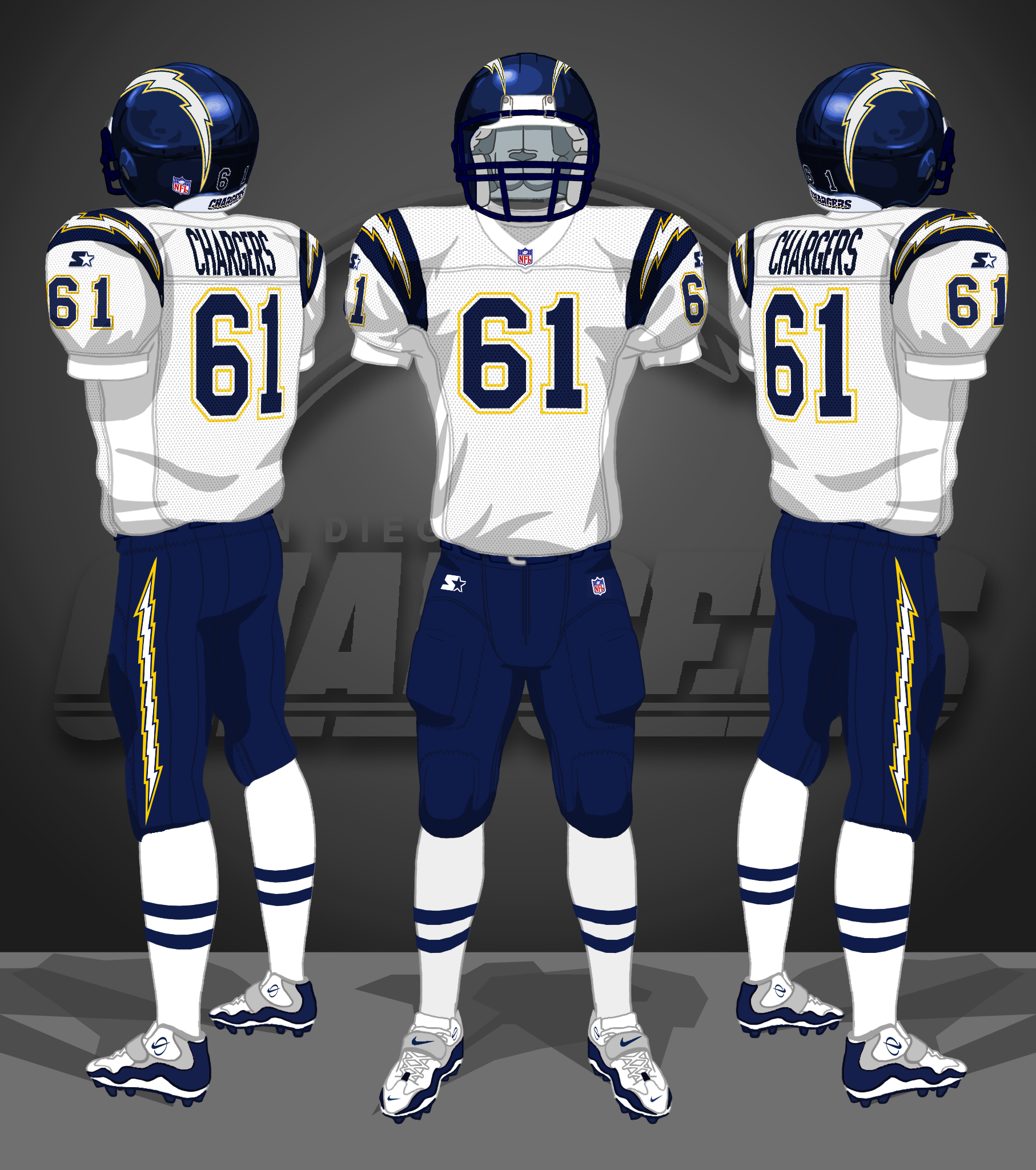 1993-2001 white, navy, white socks