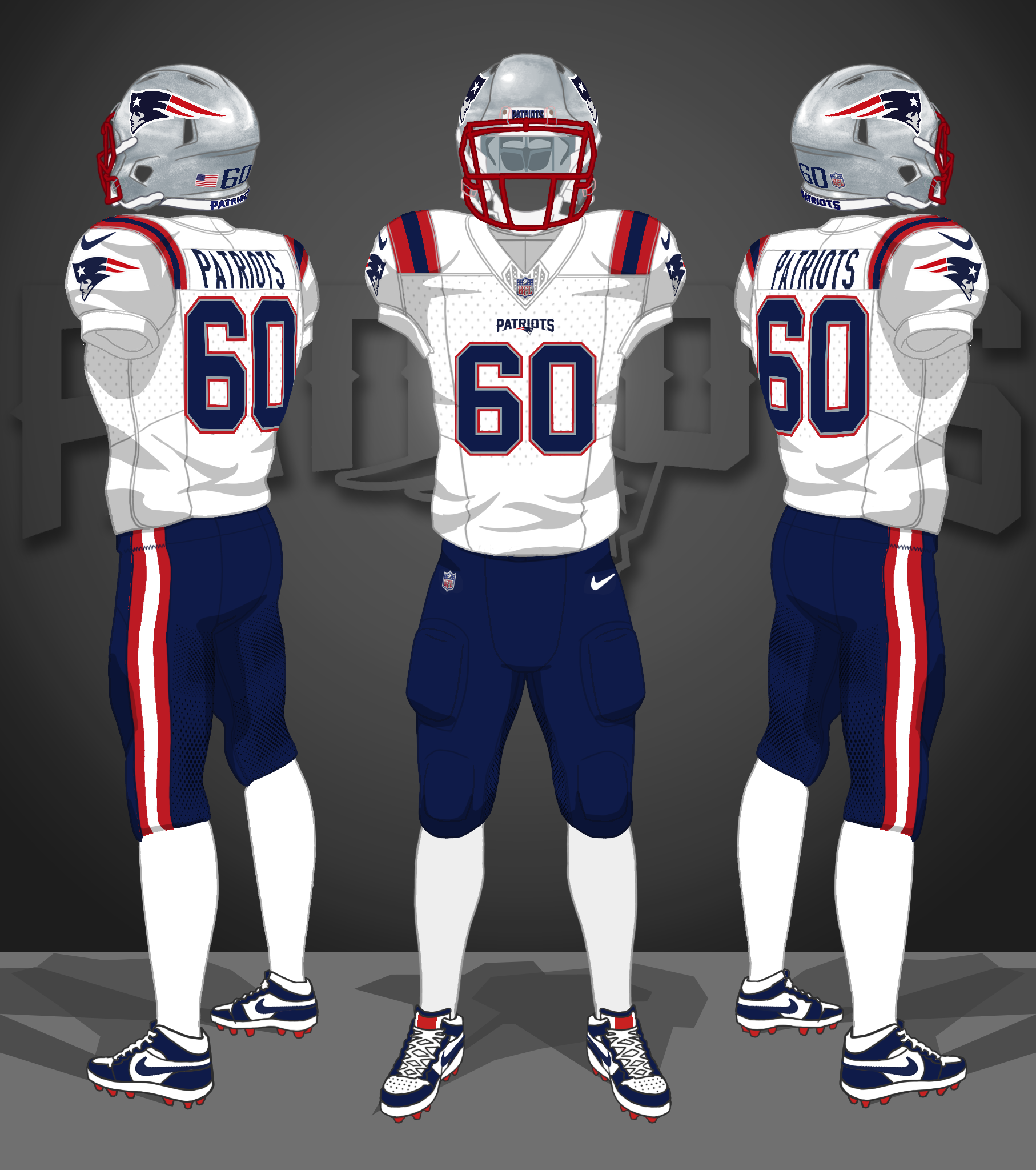2026-- white, navy, white socks