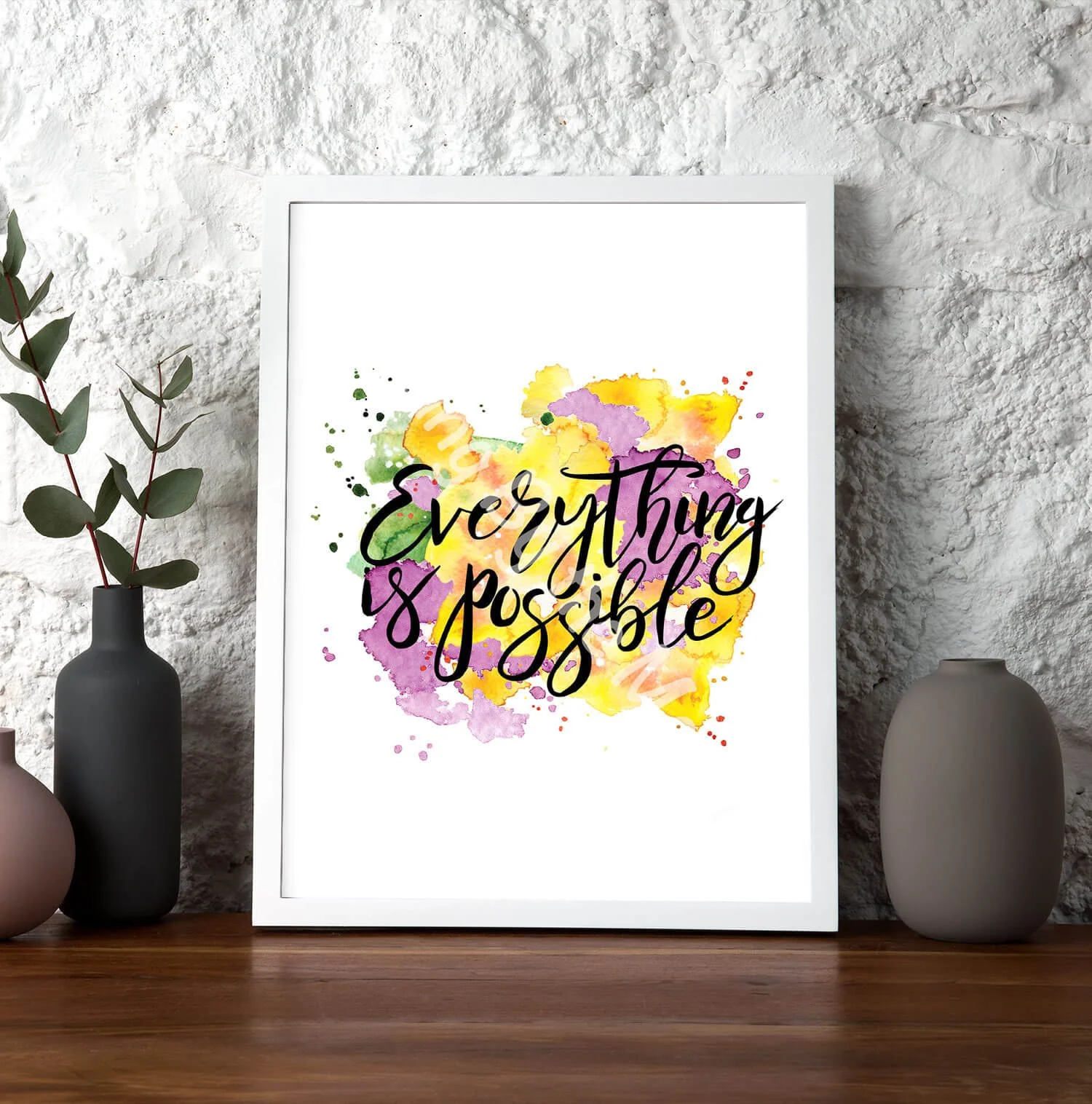 Everything is Possible Print Whie Frame Digital