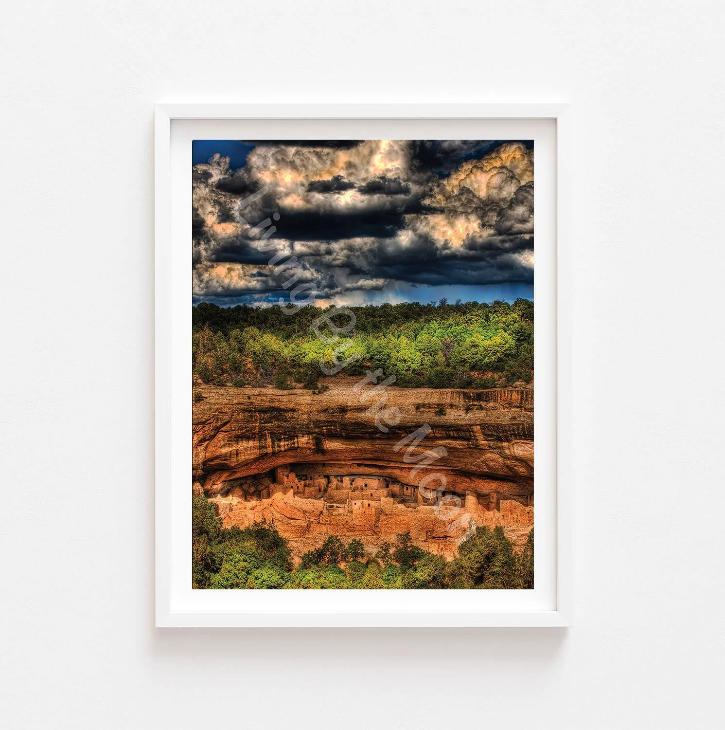 Cave Dwellings Print White Frame Digital