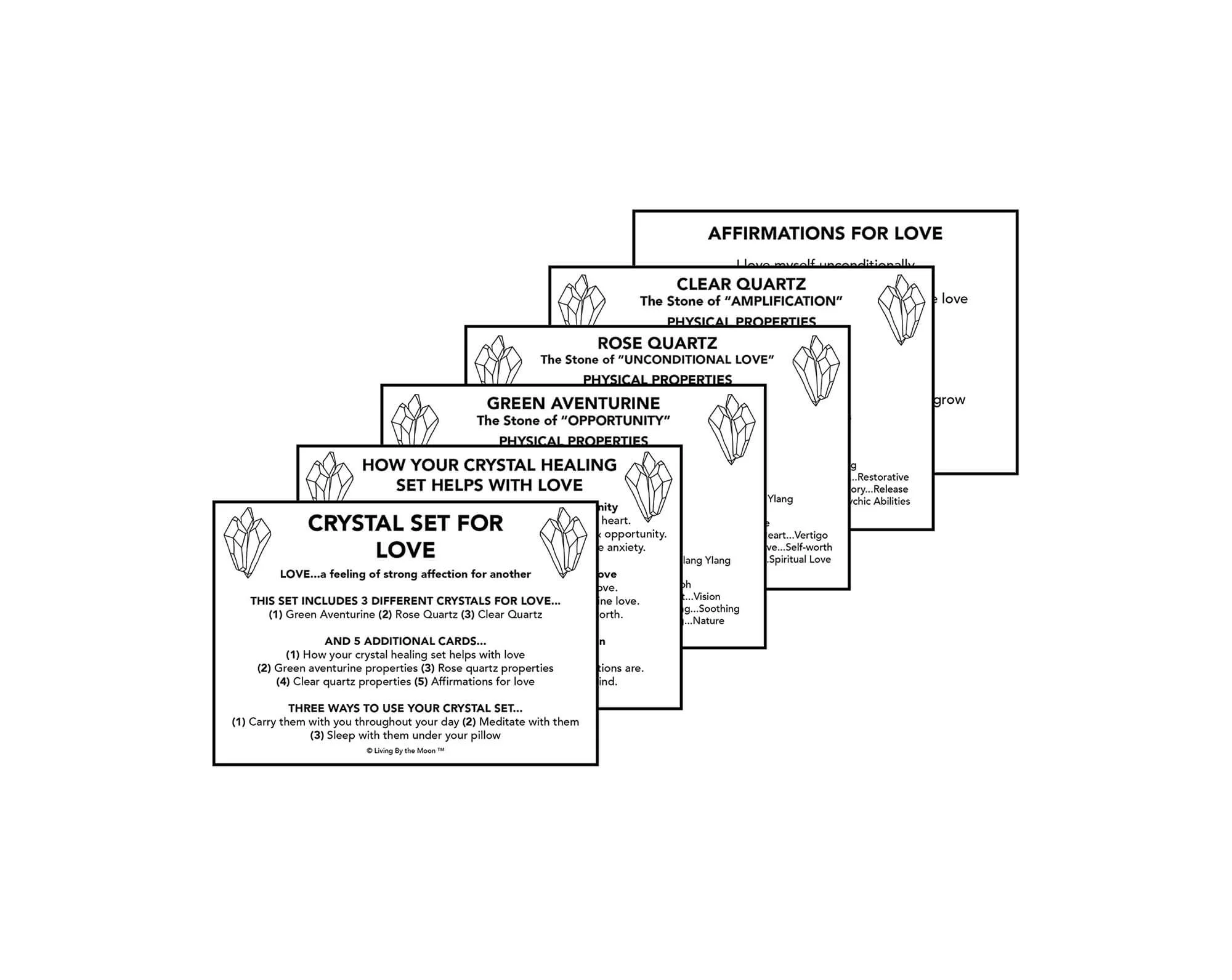 Love Crystal Healing Informational Card Set