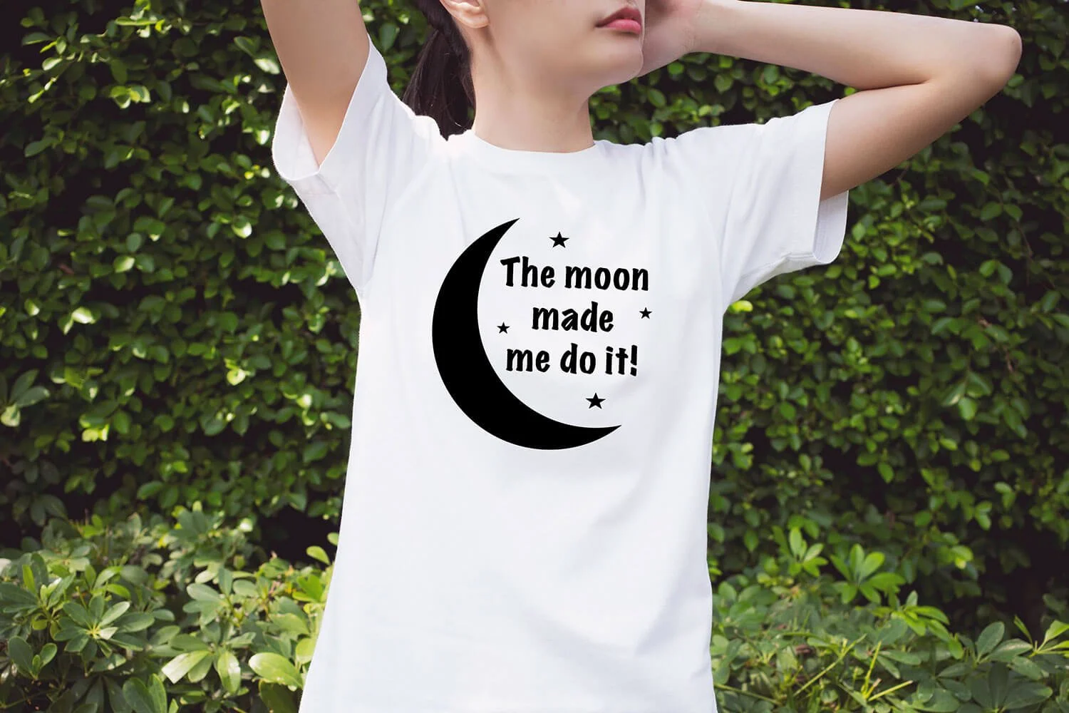 The Moon Made Me Do It T-Shirt Worn By Woman