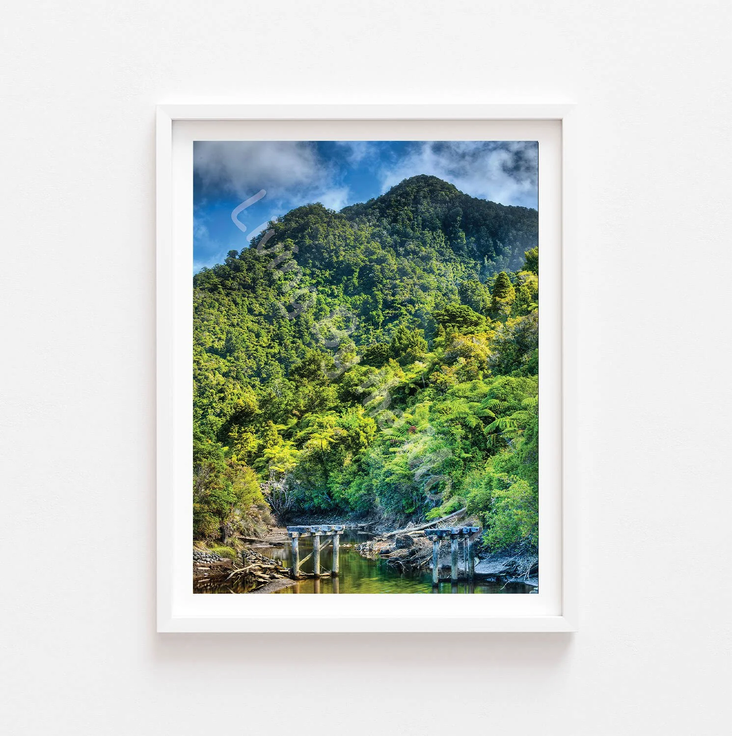 Broken Bridge Print White Frame Digital