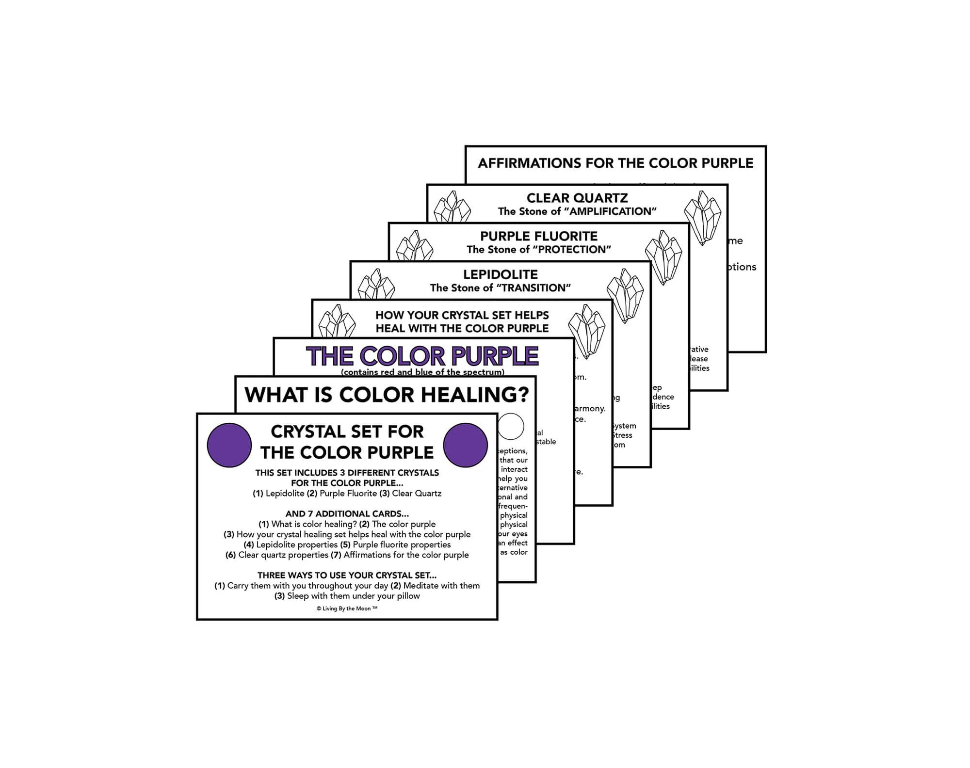 Color Purple Crystal Healing Informational Card Set