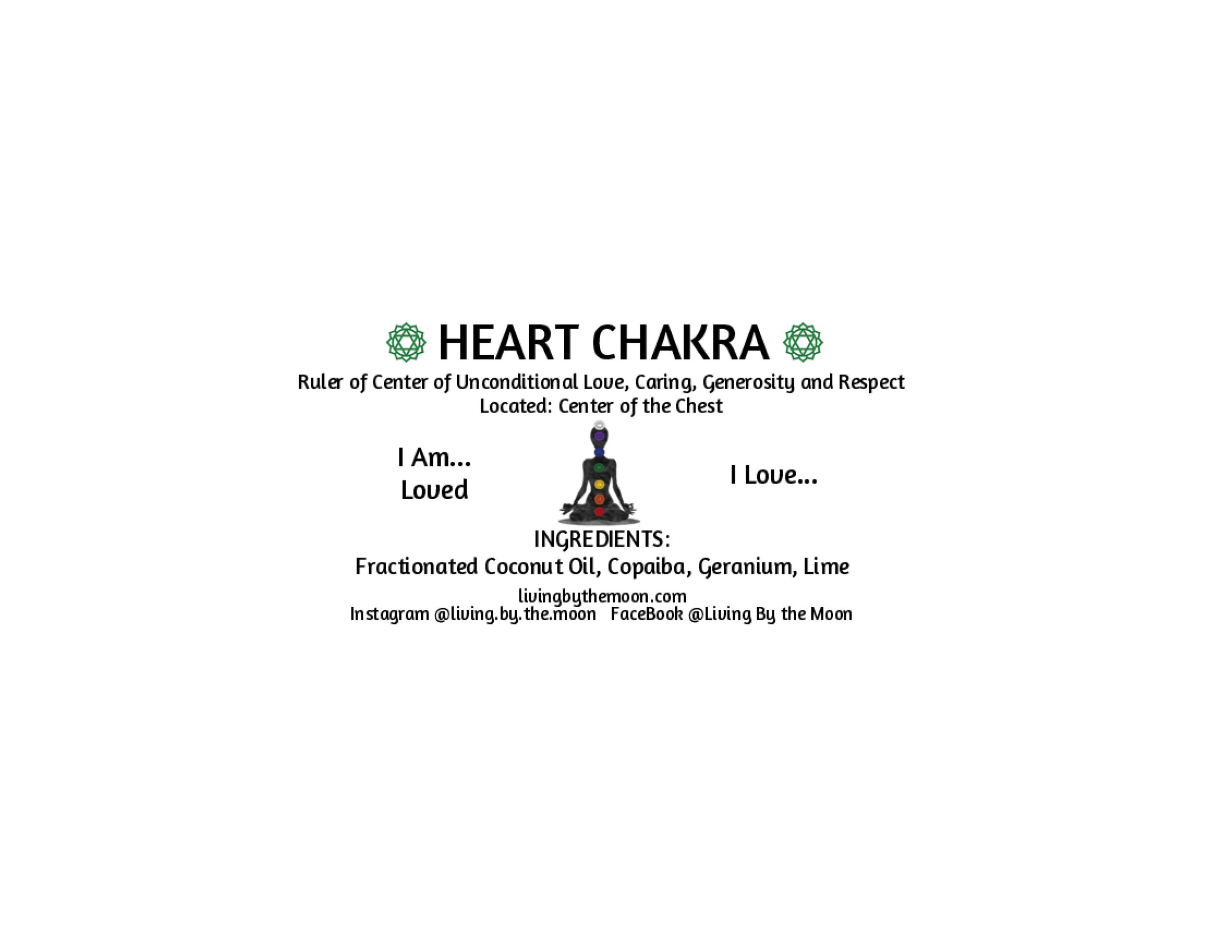 Heart Chakra Essential Oil Rollerball Informational Label
