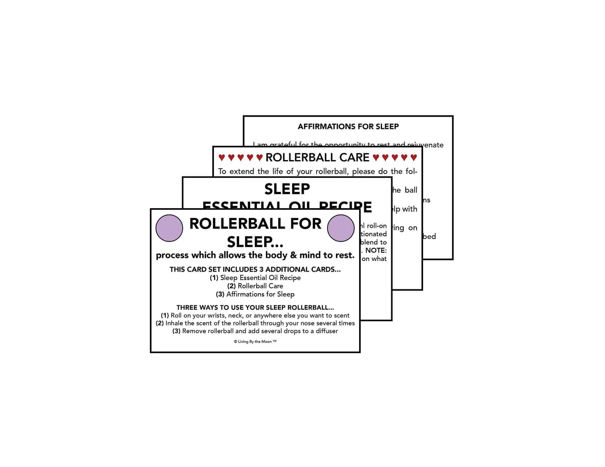 Uplifting Word Sleep Essential Oil Rollerball Informational Card Set Mockup