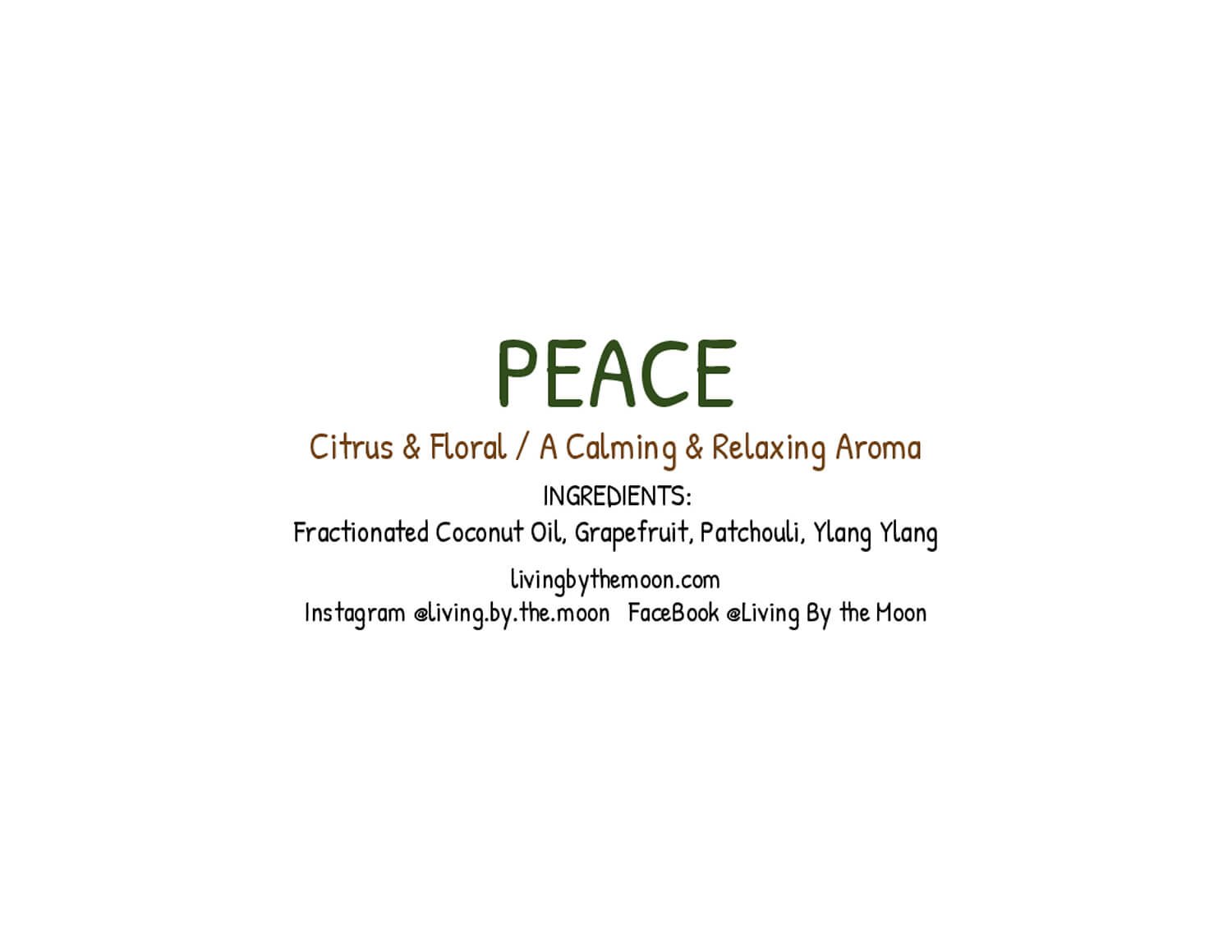 Uplifting Word Peace Essential Oil Rollerball Informational Label
