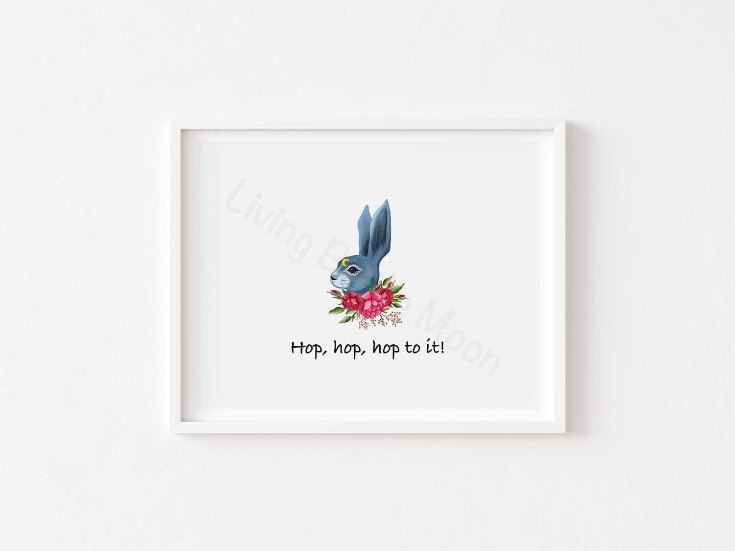 Rabbit Print White Frame Digital