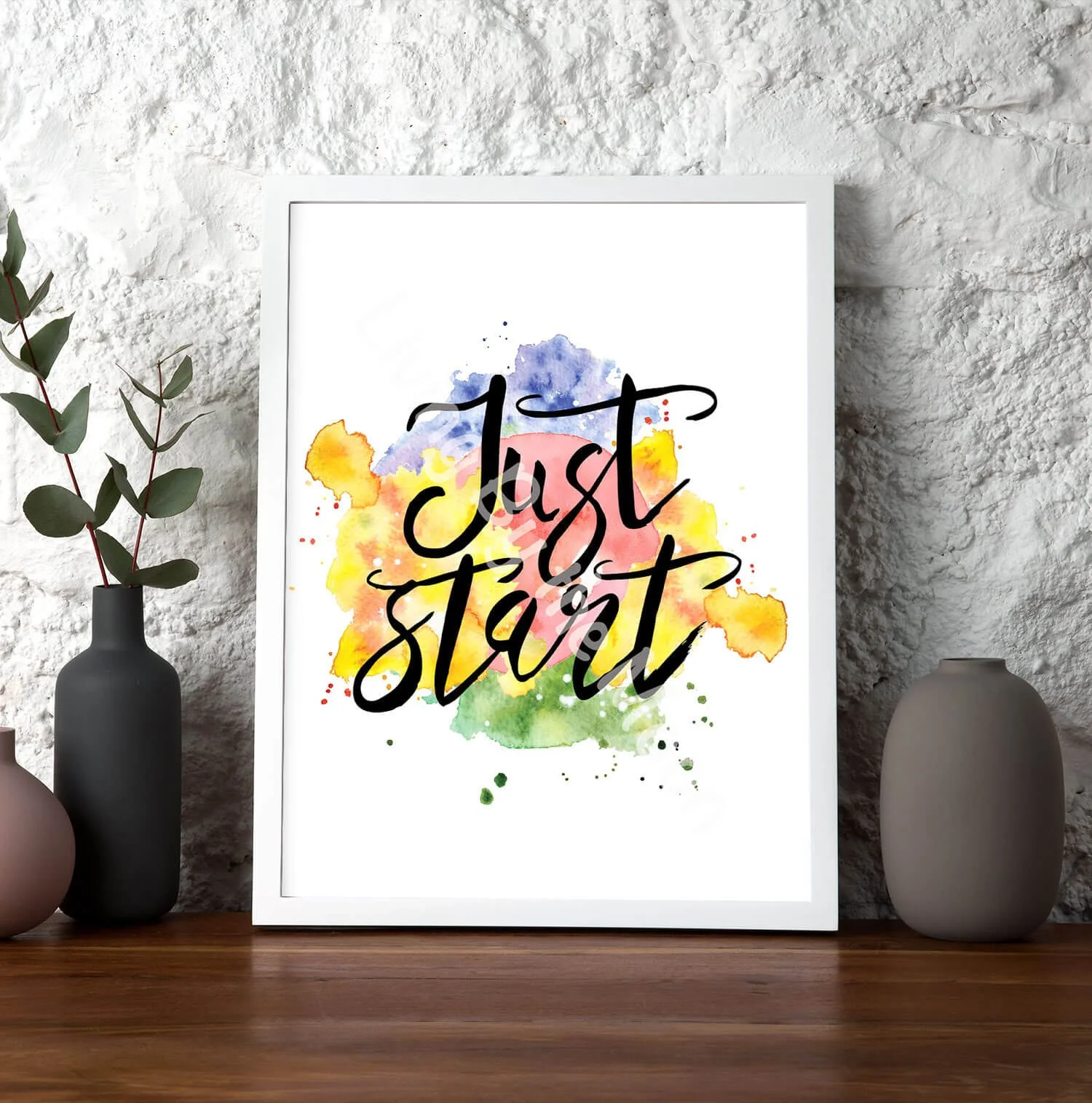 Just Start Print White Frame Digital