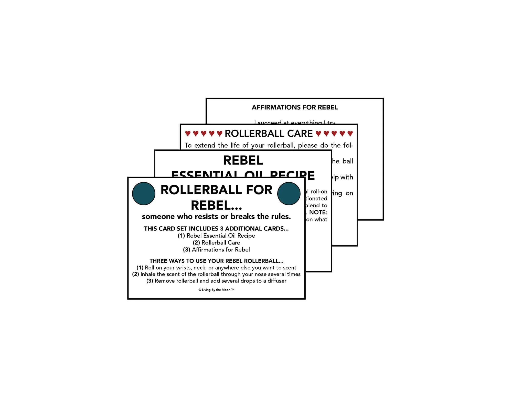 Uplifting Word Rebel Essential Oil Rollerball Informational Card Set Mockup