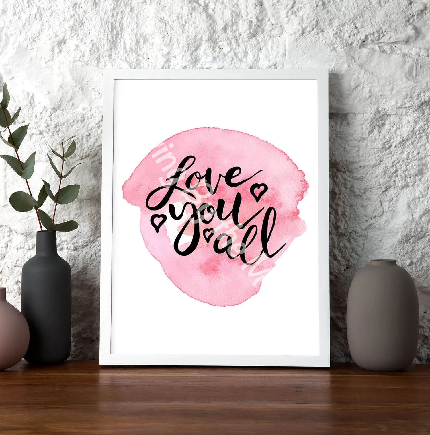 Love You All Print White Frame Digital