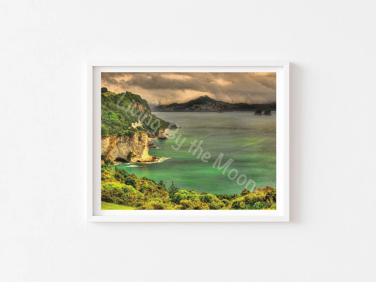 Cloudy Bay Print White Frame Digital