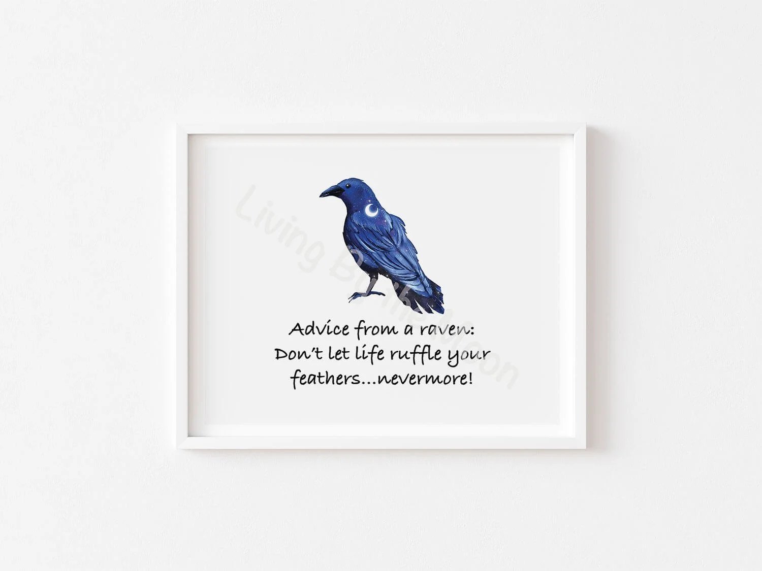 Raven Print White Frame Digital