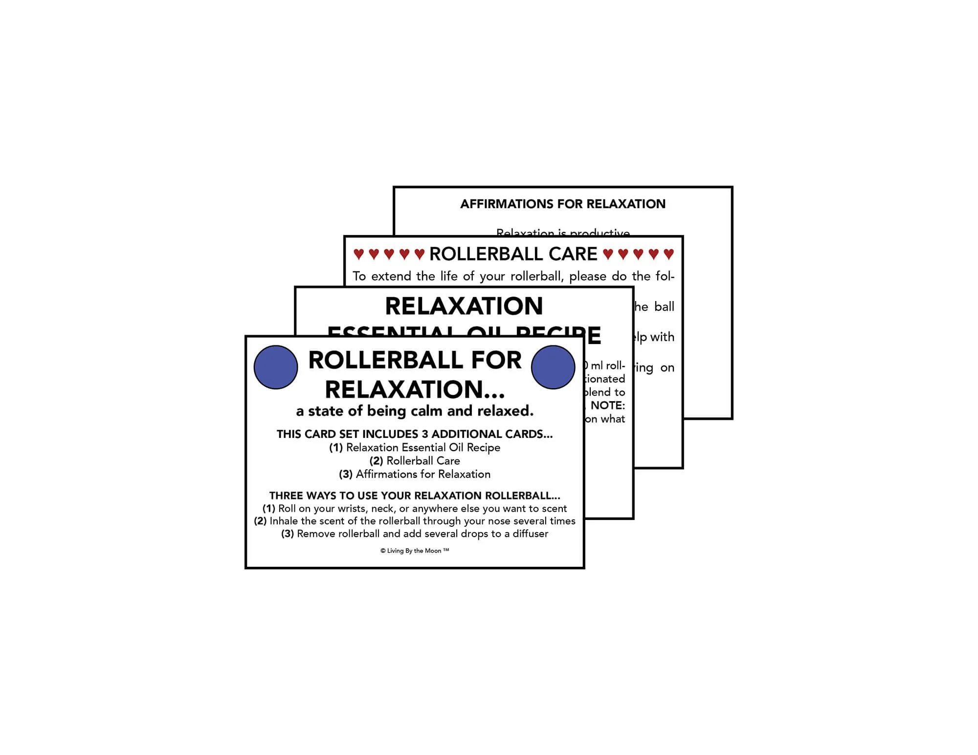 Uplifting Word Relaxation Essential Oil Rollerball Informational Card Set Mockup