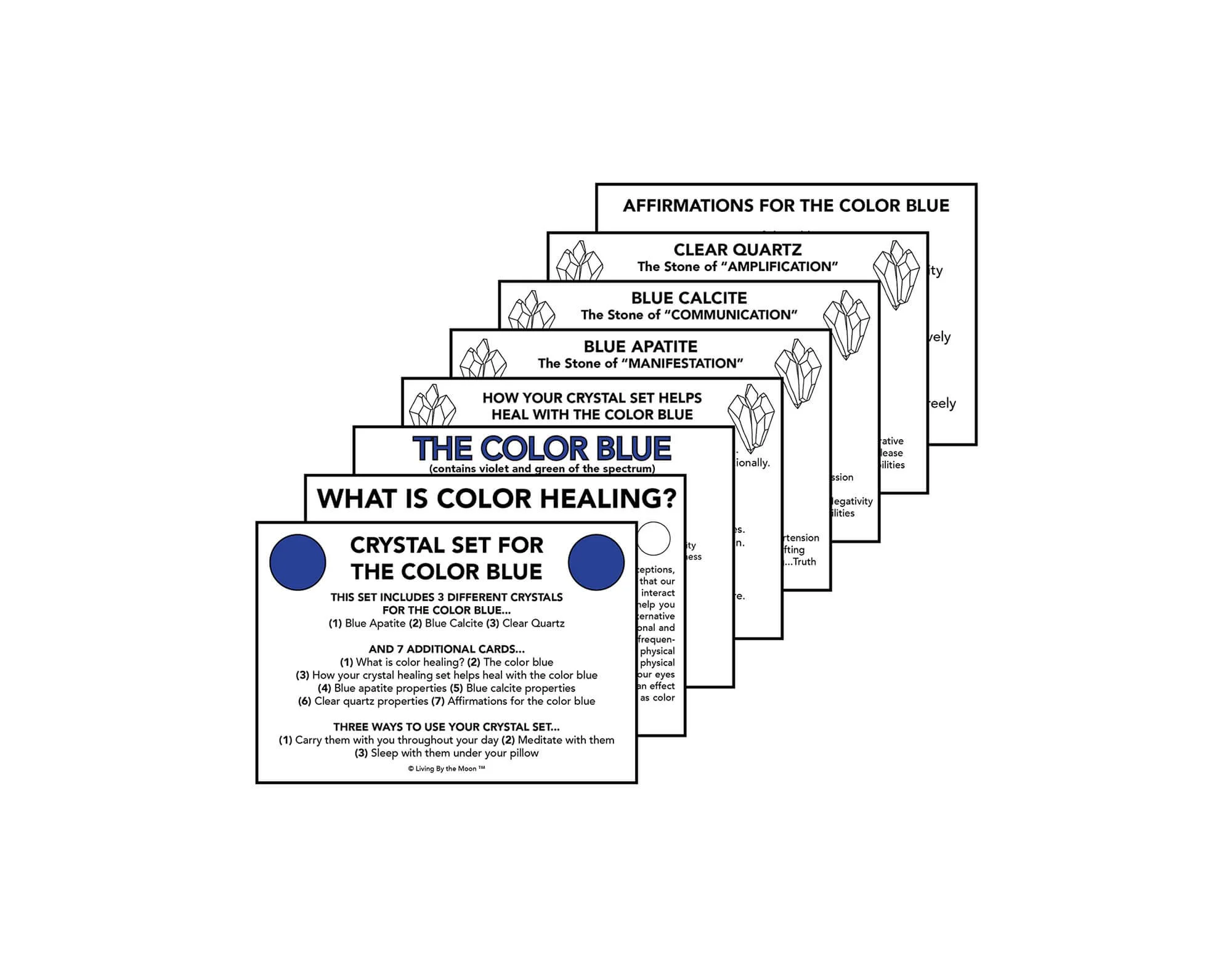 Color Blue Crystal Healing Informational Card Set