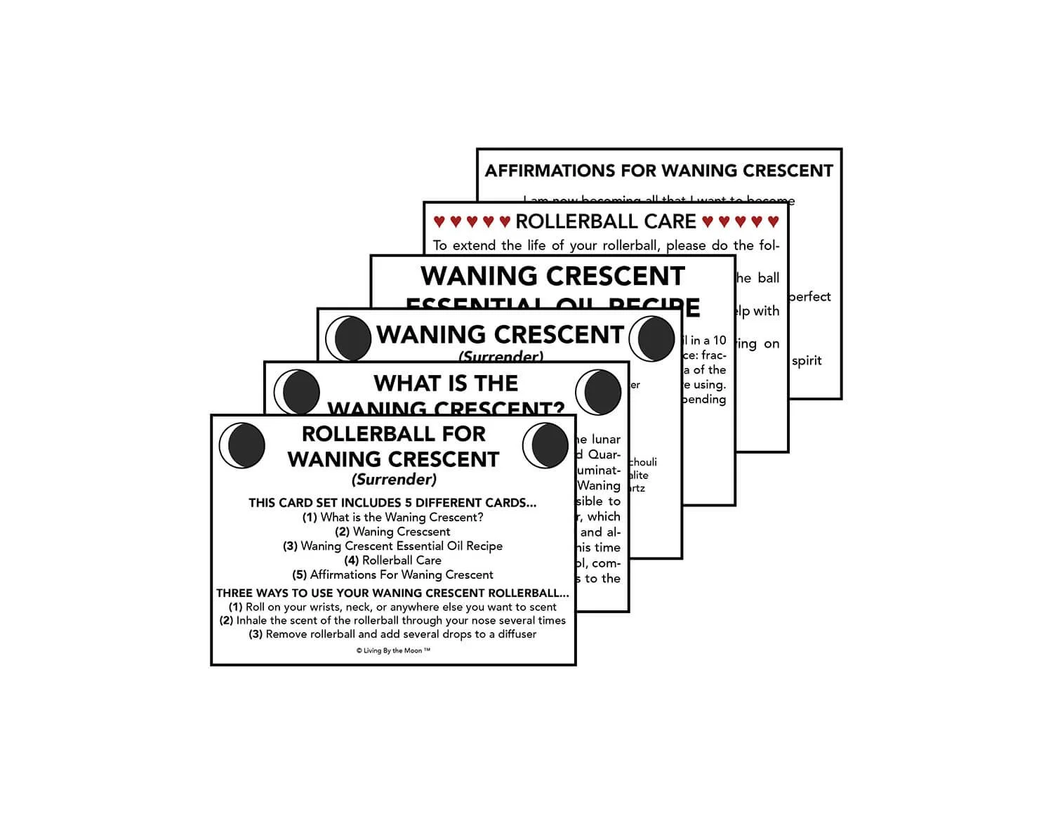 Waning Crescent Essential Oil Rollerball Informational Card Set Mockup