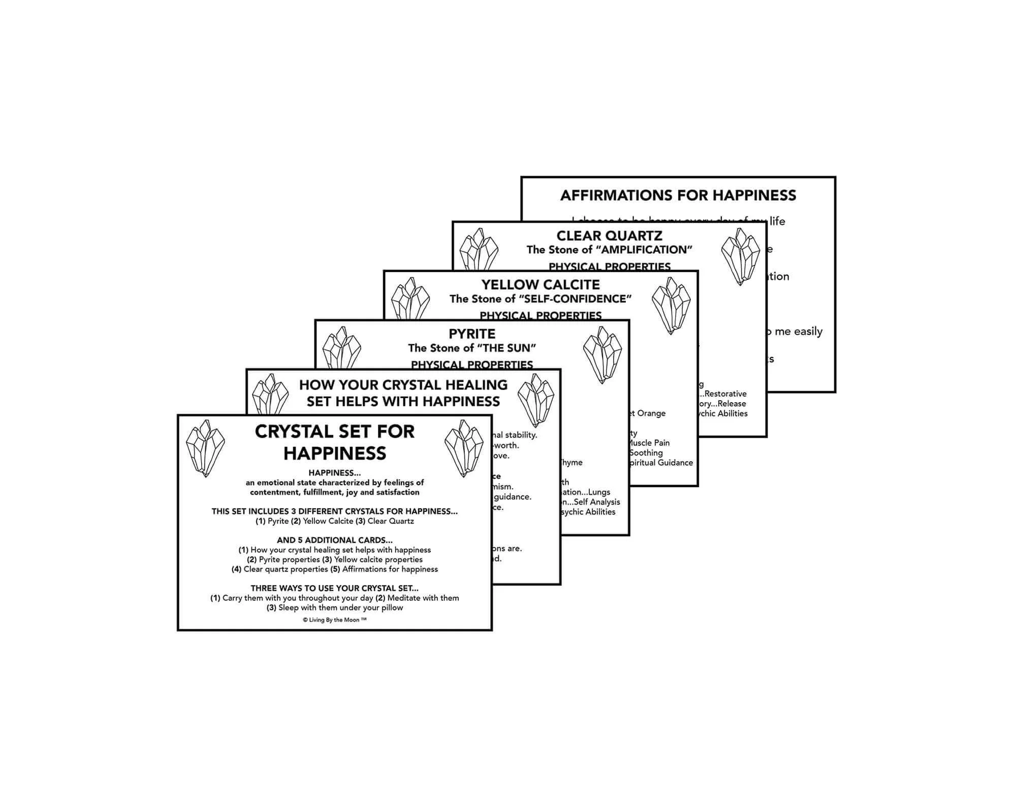 Happiness Crystal Healing Informational Card Set
