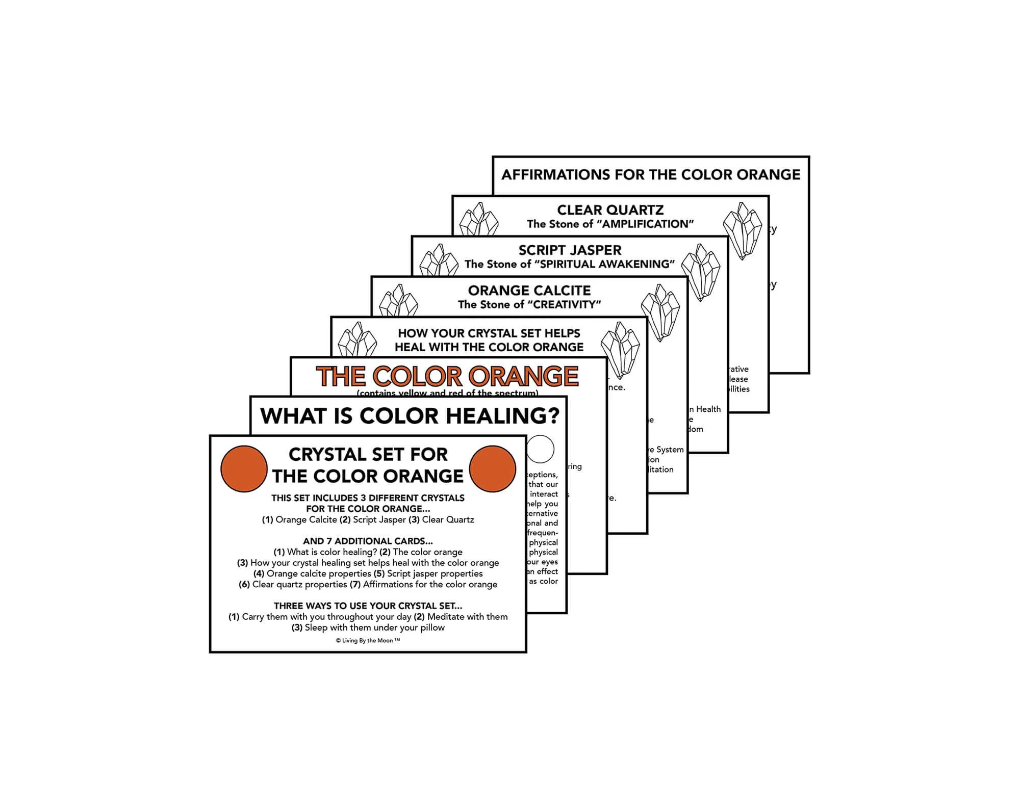 Color Orange Crystal Healing Informational Card Set