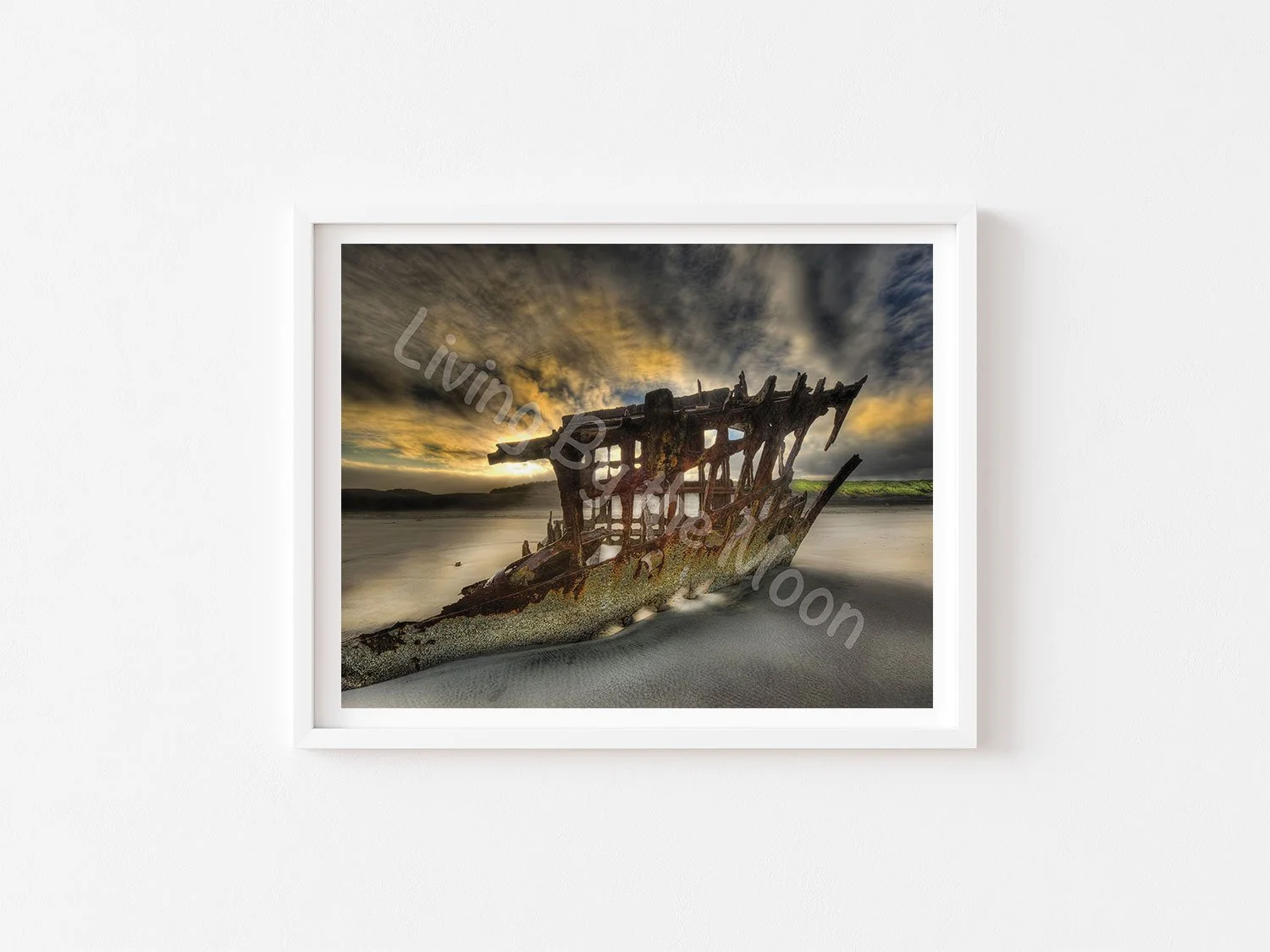 Rusted Ship Print White Frame Digital
