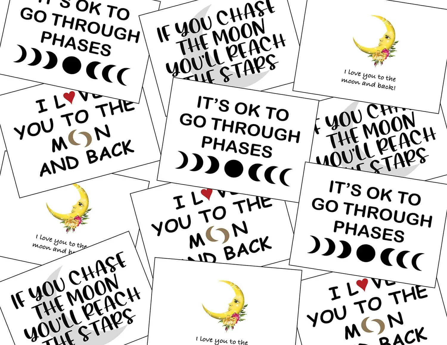 4 Moon Quote Cards Digital