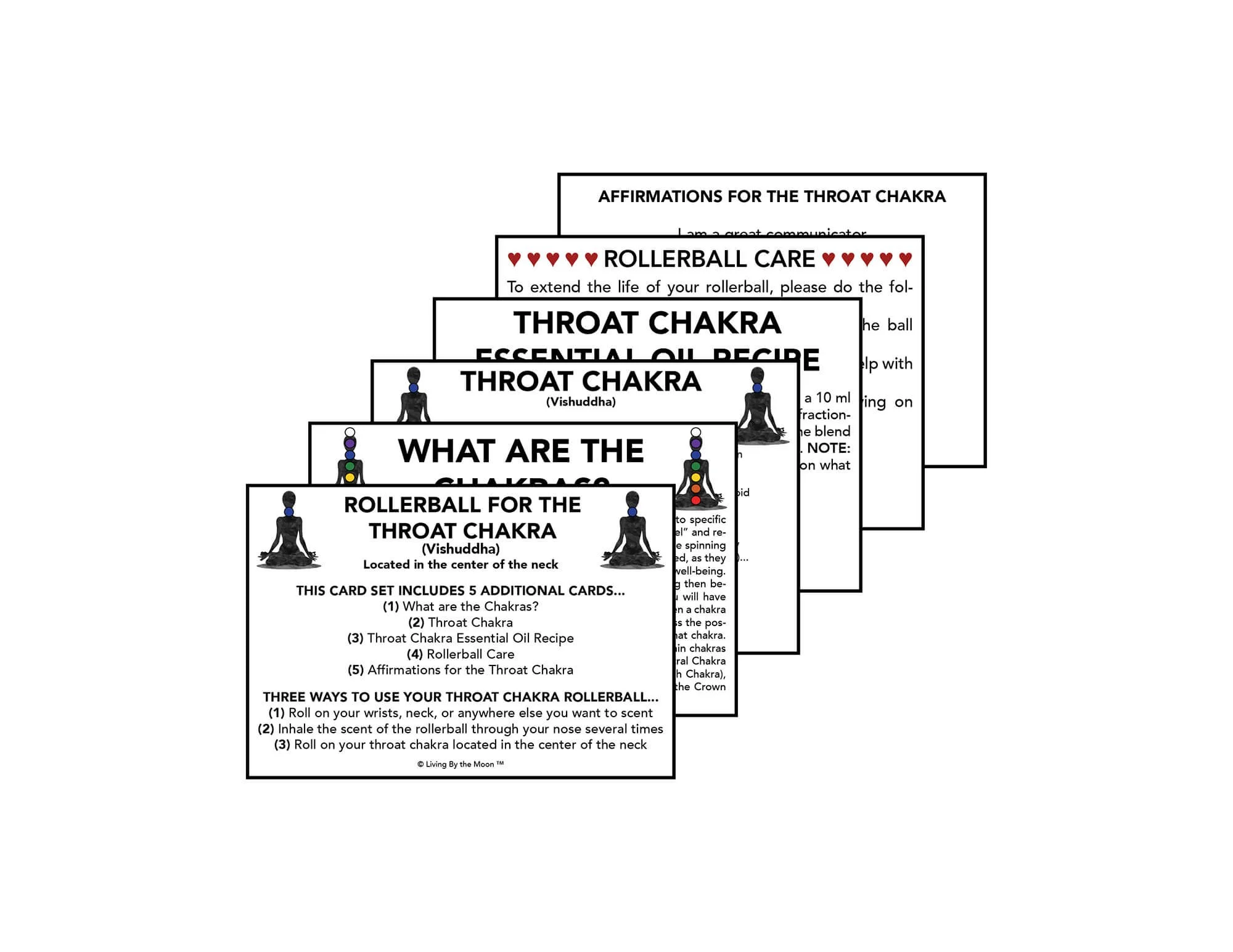 Throat Chakra Essential Oil Rollerball Informational Card Set Mockup