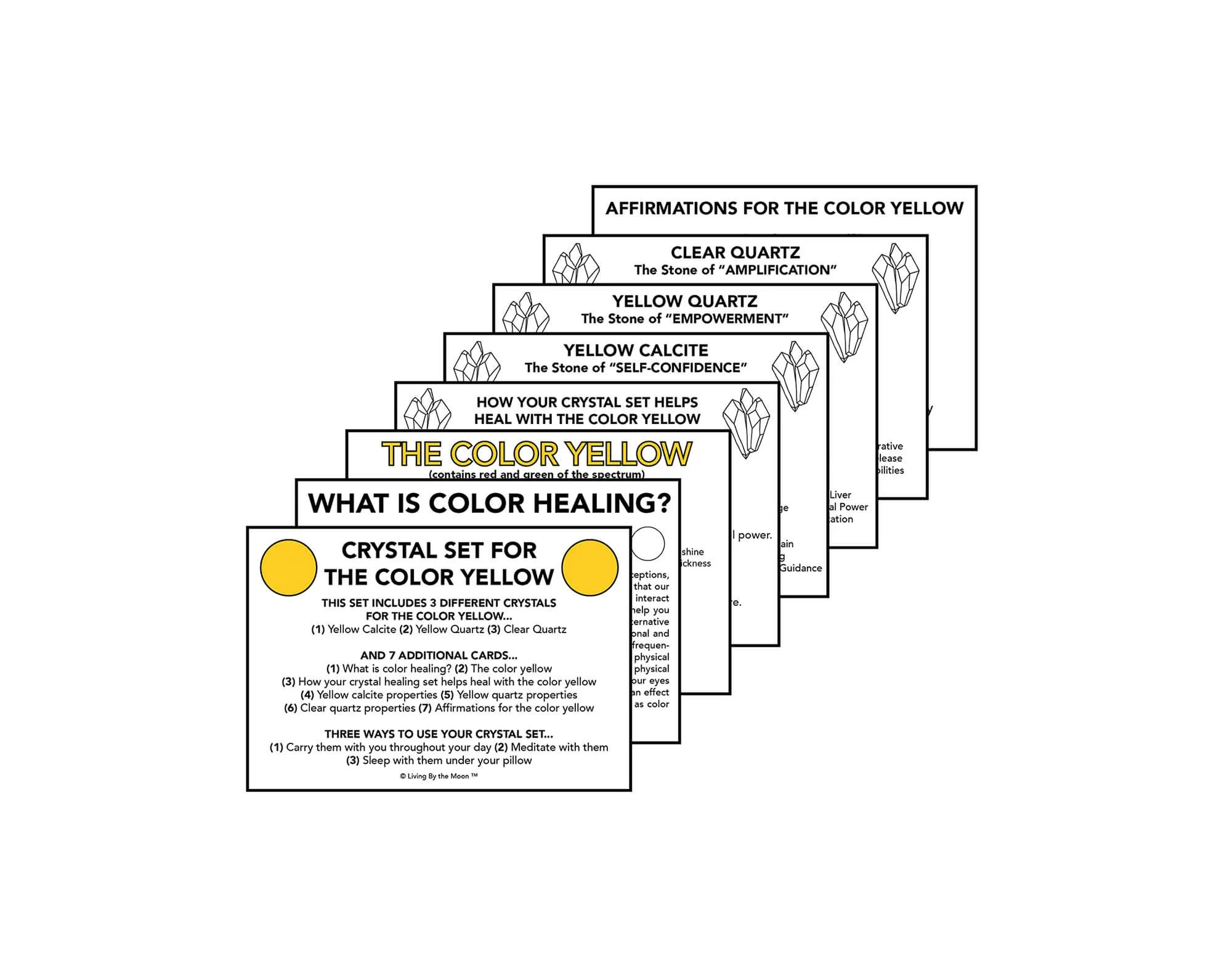 Color Yellow Crystal Healing Informational Card Set