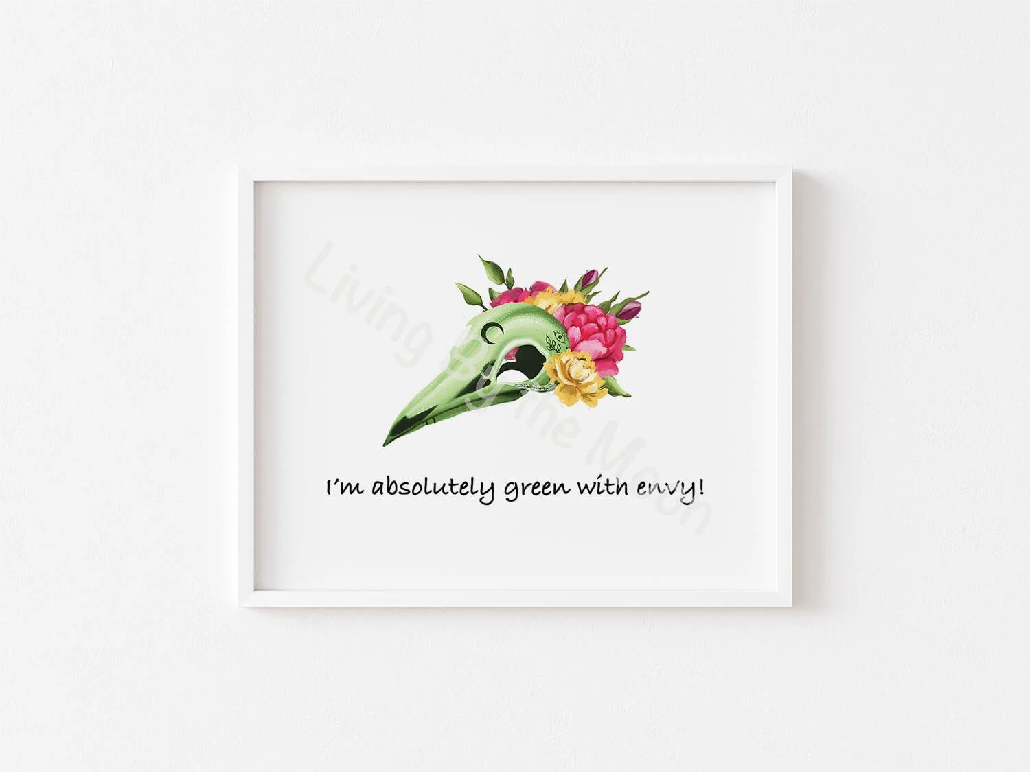Green Envy Print White Frame Digital