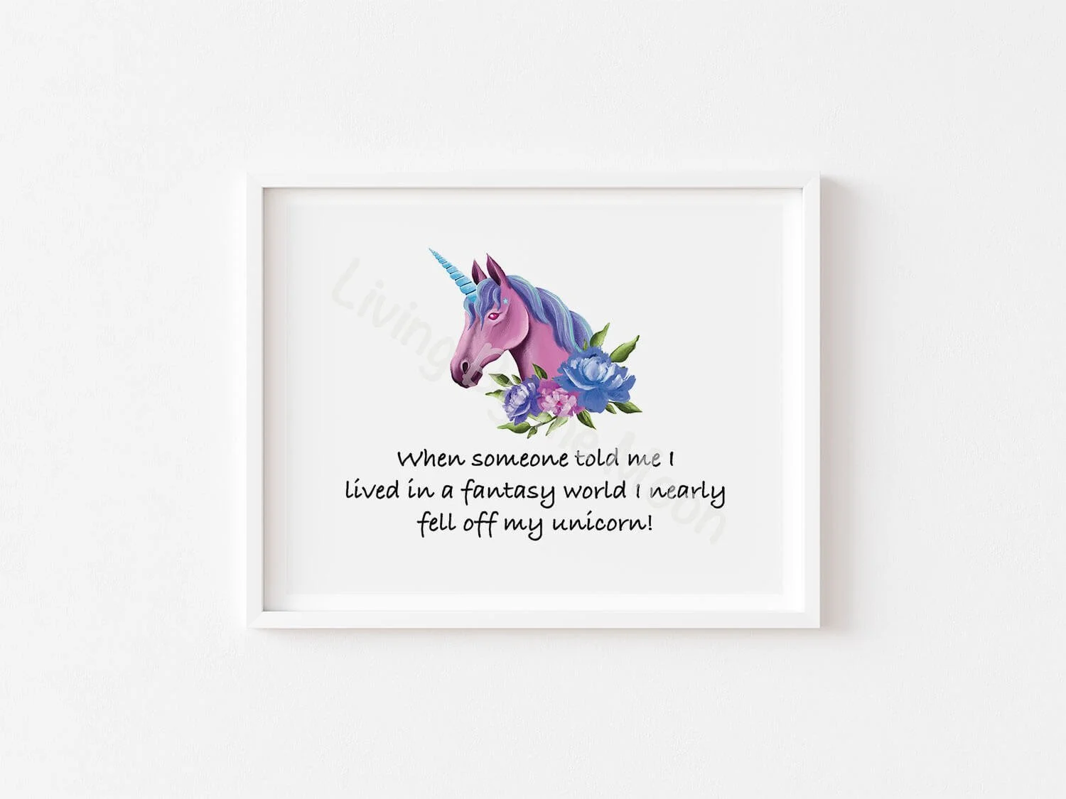 Unicorn Print White Frame Digital
