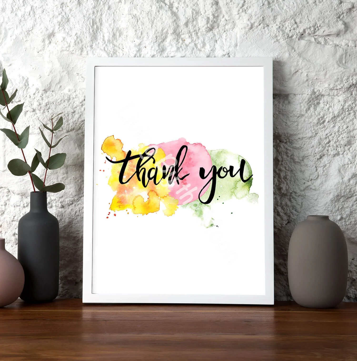 Thank You Print White Frame Digital