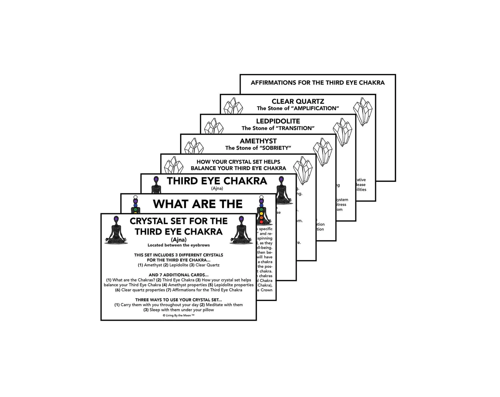 Third Eye Chakra Crystal Healing Informational Card Set
