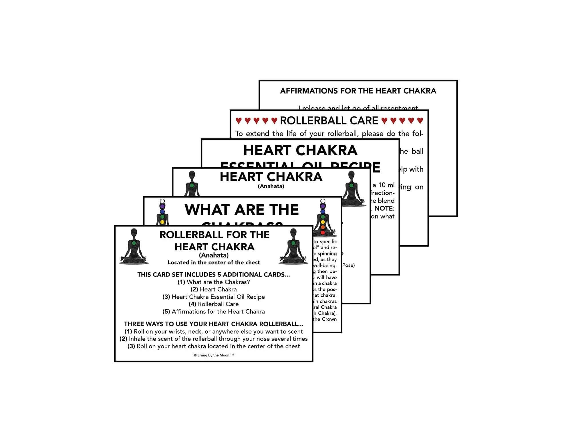 Heart Chakra Essential Oil Rollerball Informational Card Set Mockup