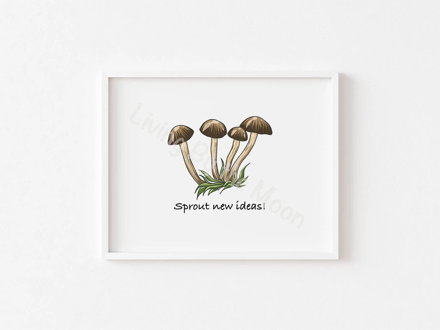 Mushrooms Print White Frame Digital