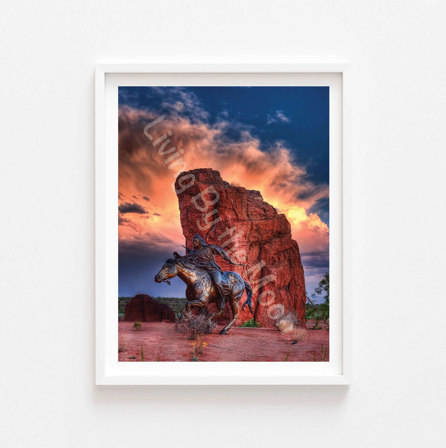 Horse Rider Print White Frame Digital
