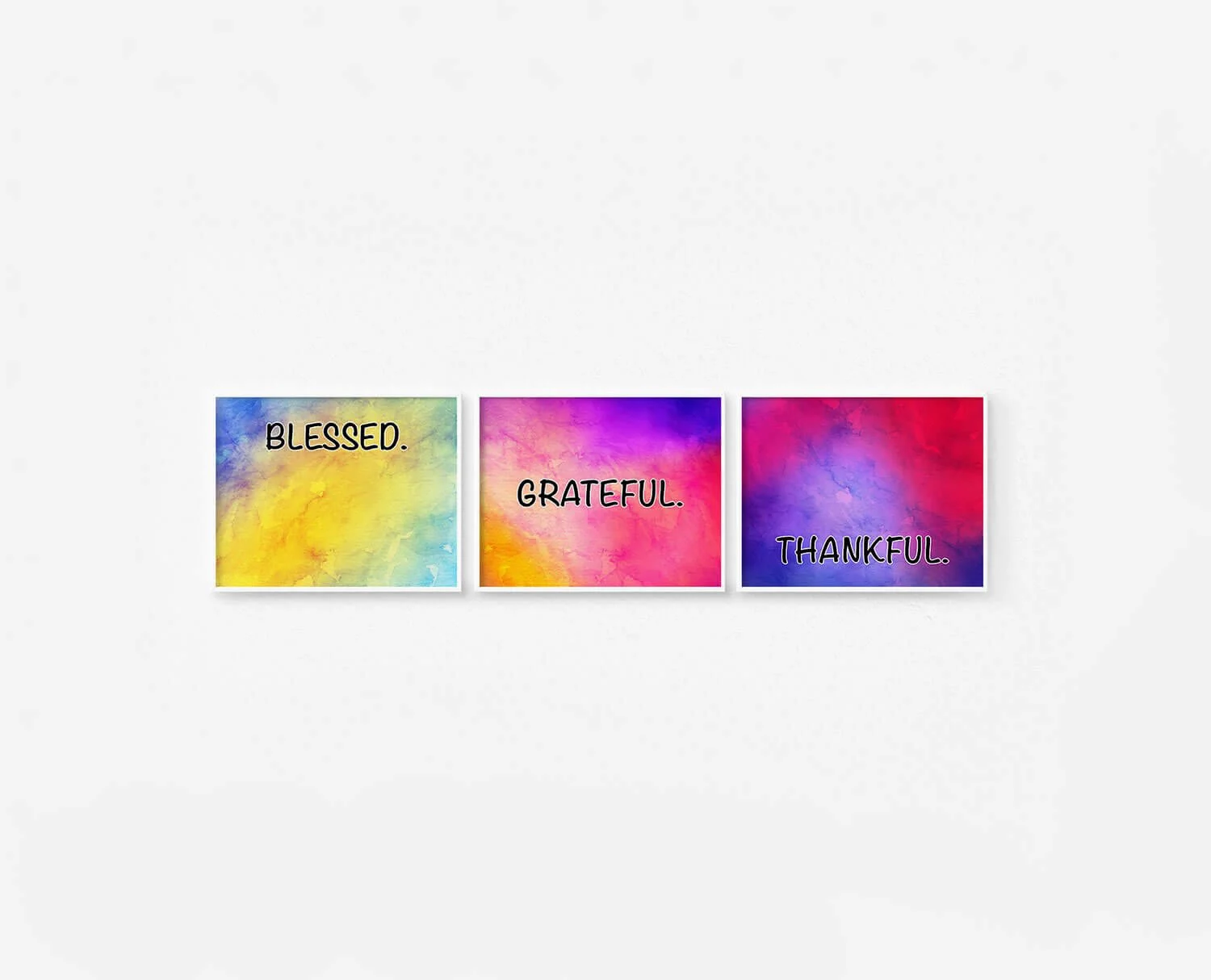 Blessed Grateful Thankful Prints White Frames Digital