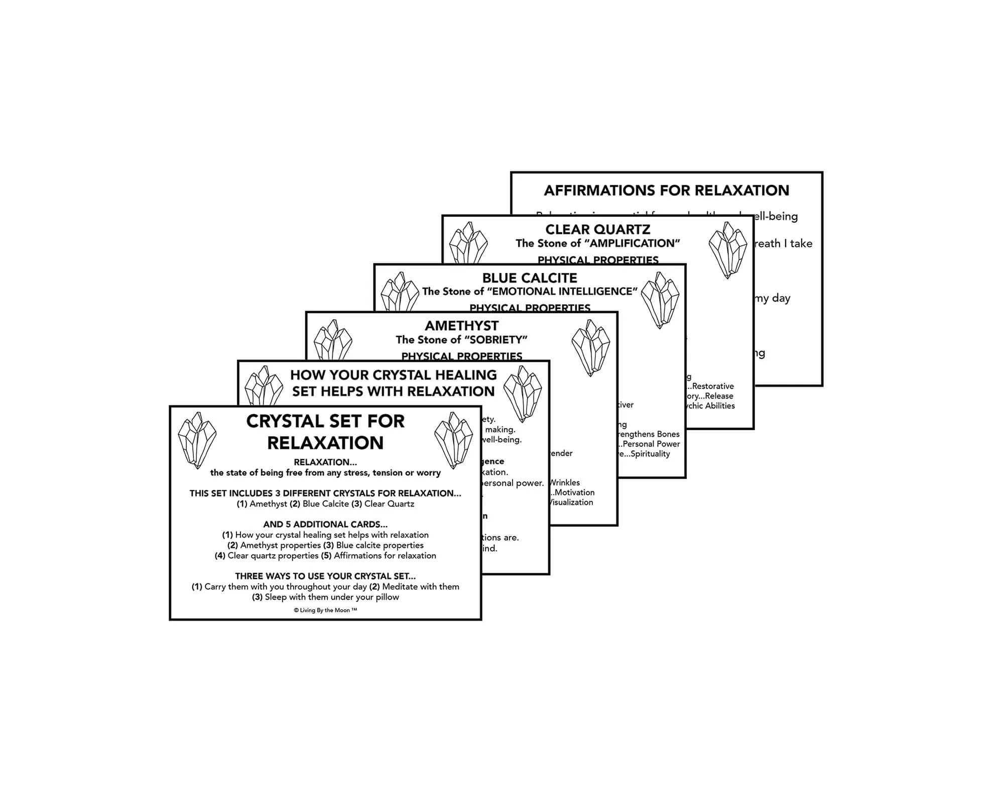 Relaxation Crystal Healing Informational Card Set