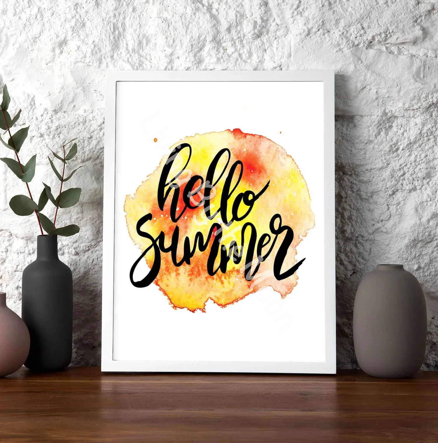 Hello Summer Print White Frame Digital