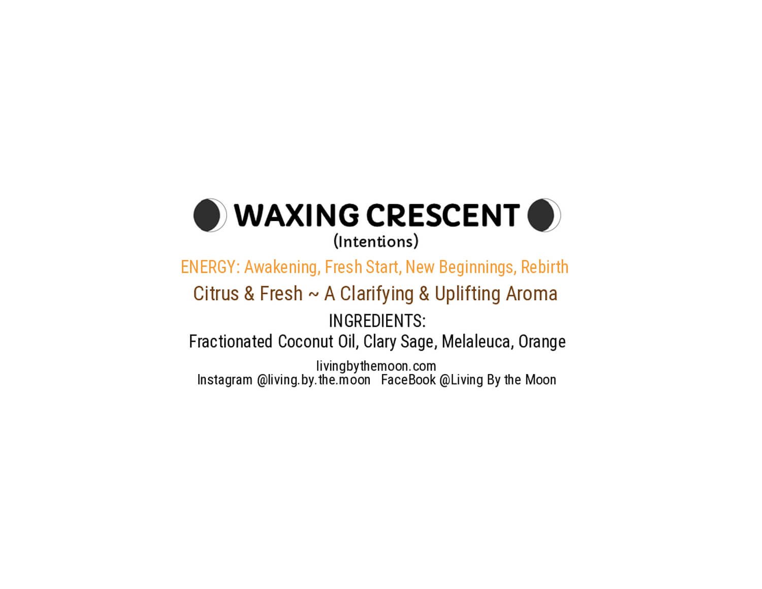 Waxing Crescent Essential Oil Rollerball Informational Label