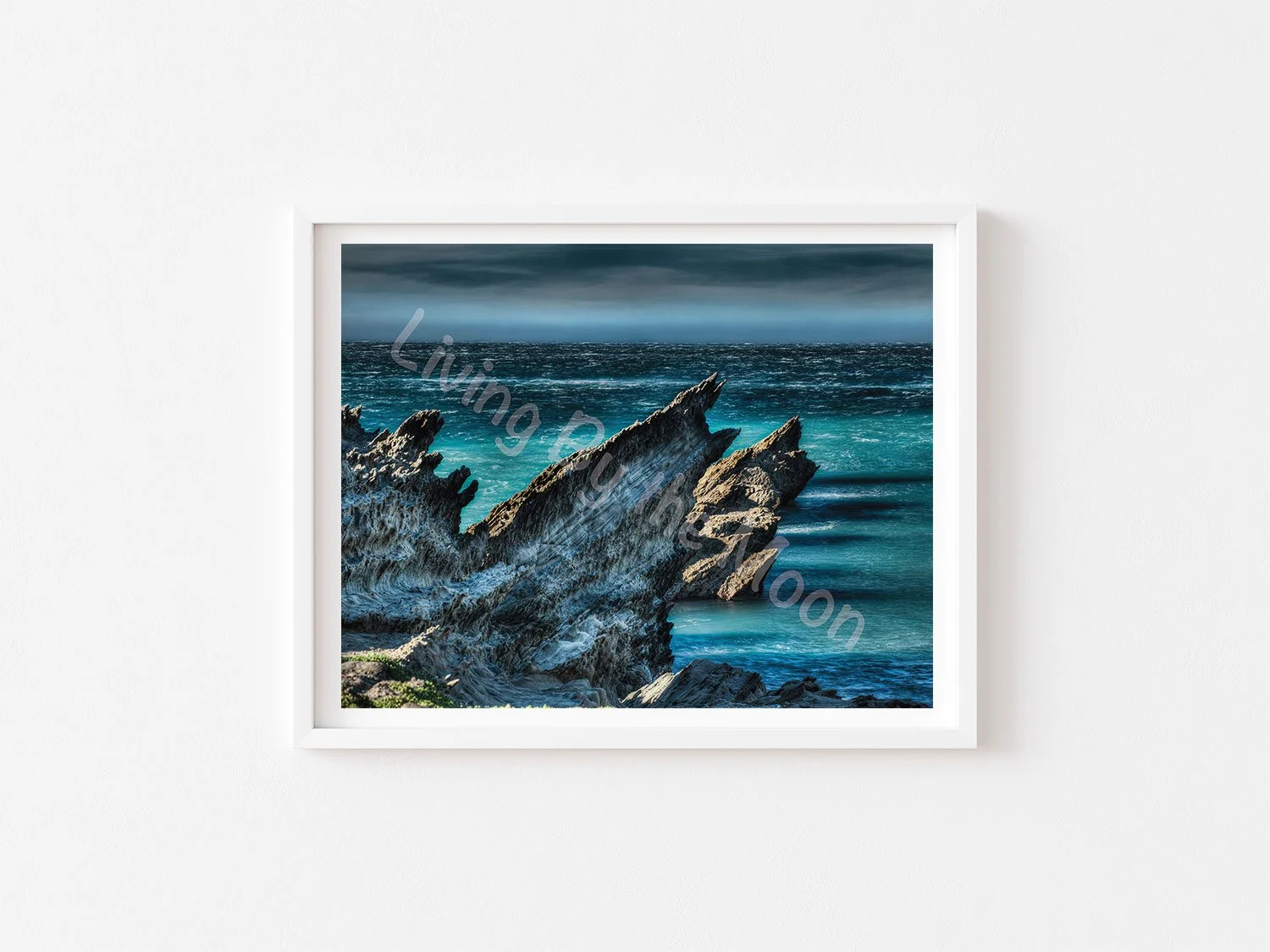 Aqua Hues Print White Frame Digital