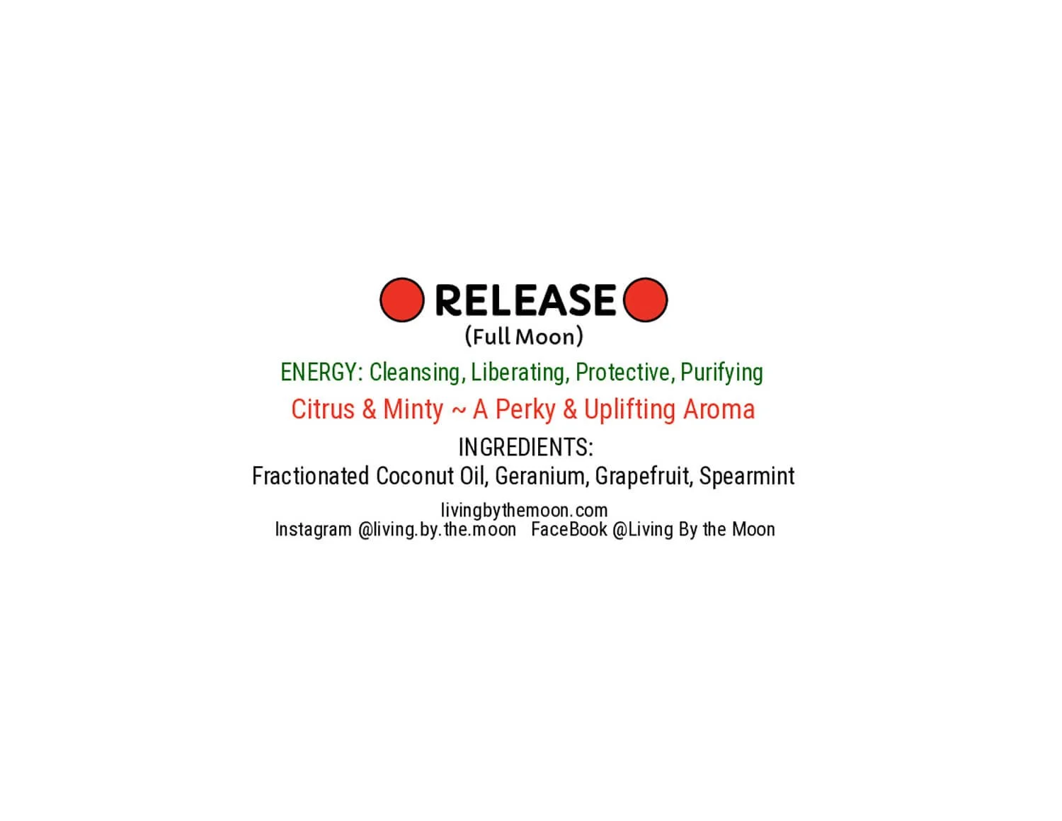 Release Essential Oil Rollerball Informational Label