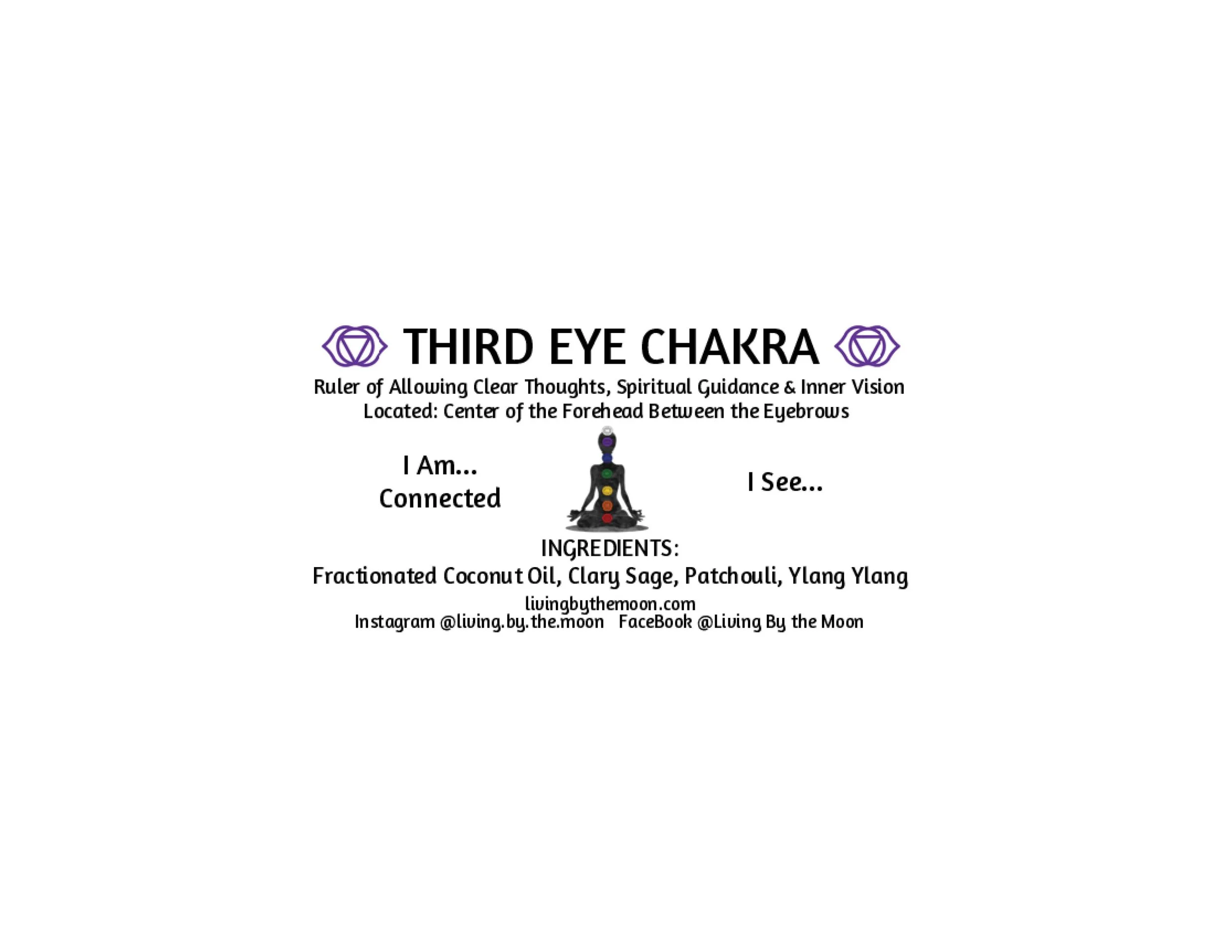 Third Eye Chakra Essential Oil Rollerball Informational Label