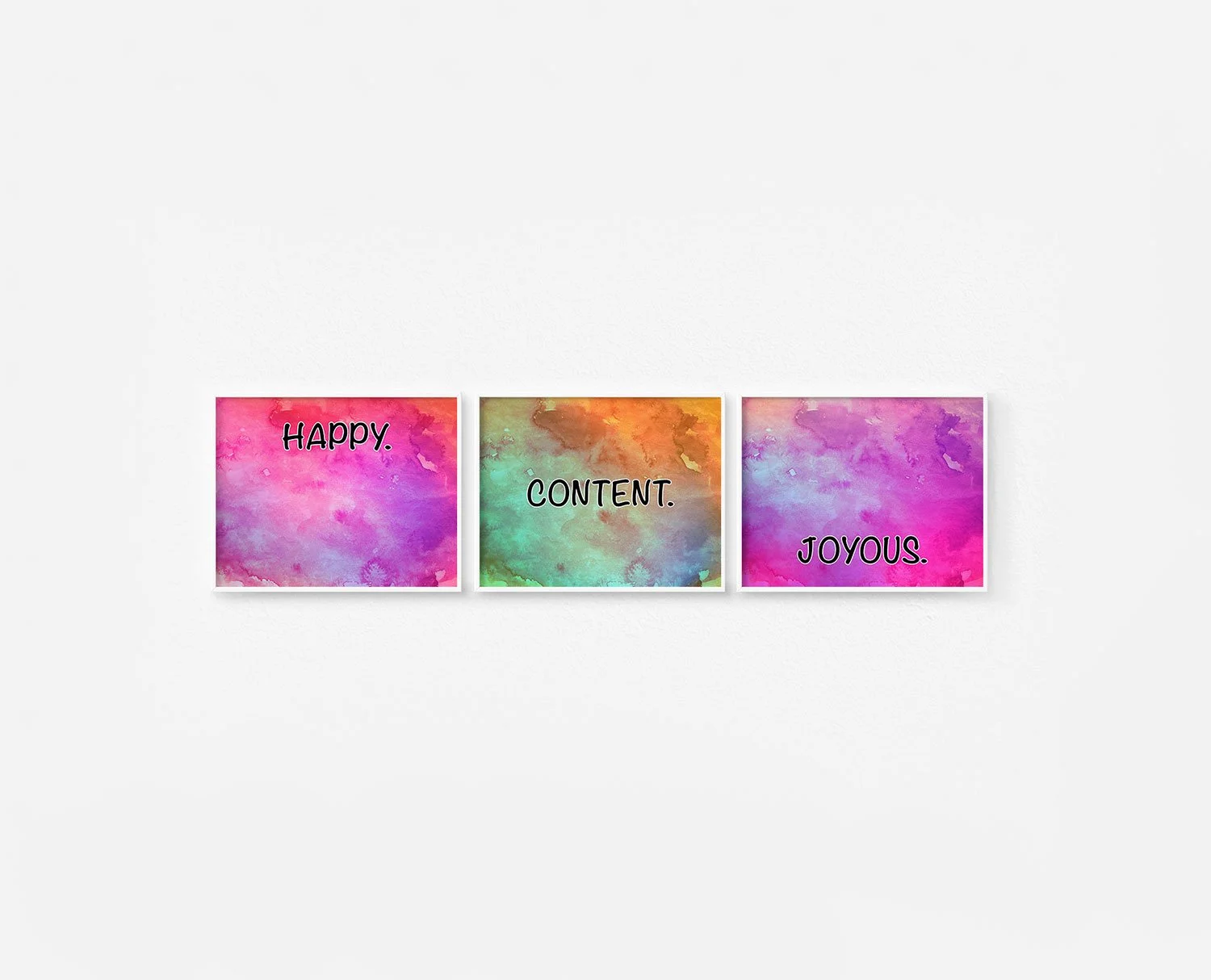 Happy Content Joyous Prints White Frames Digital