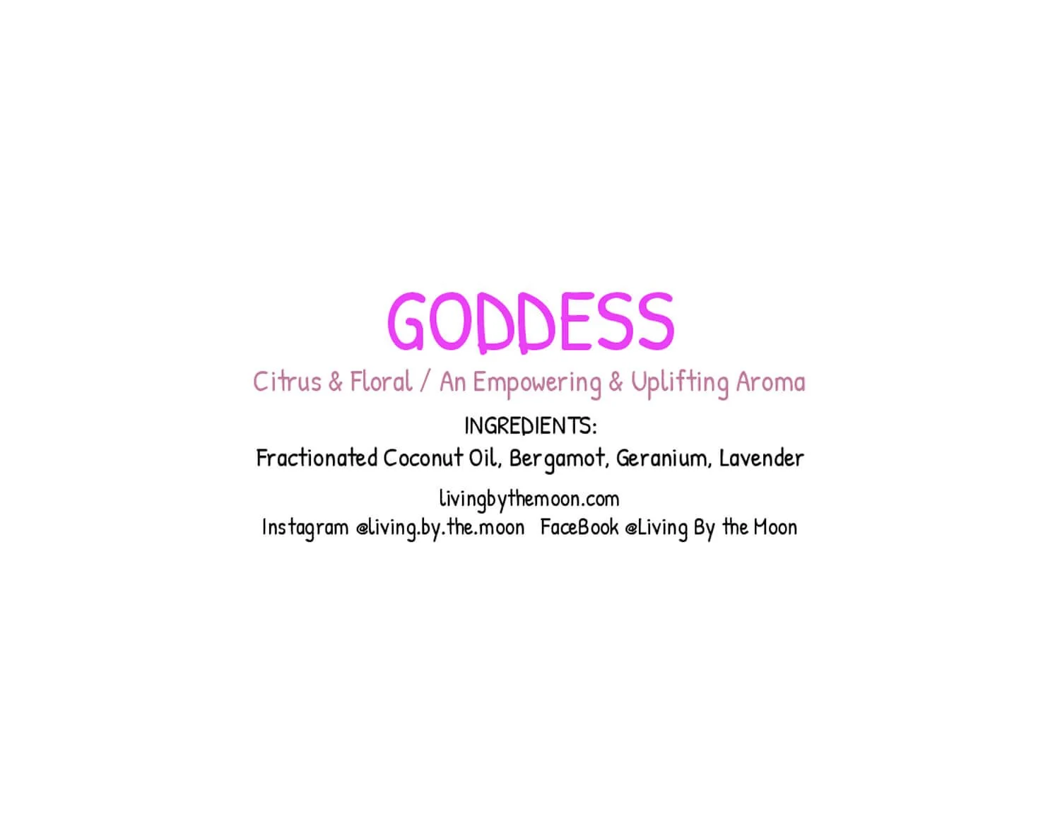 Uplifting Word Goddess Essential Oil Rollerball Informational Label