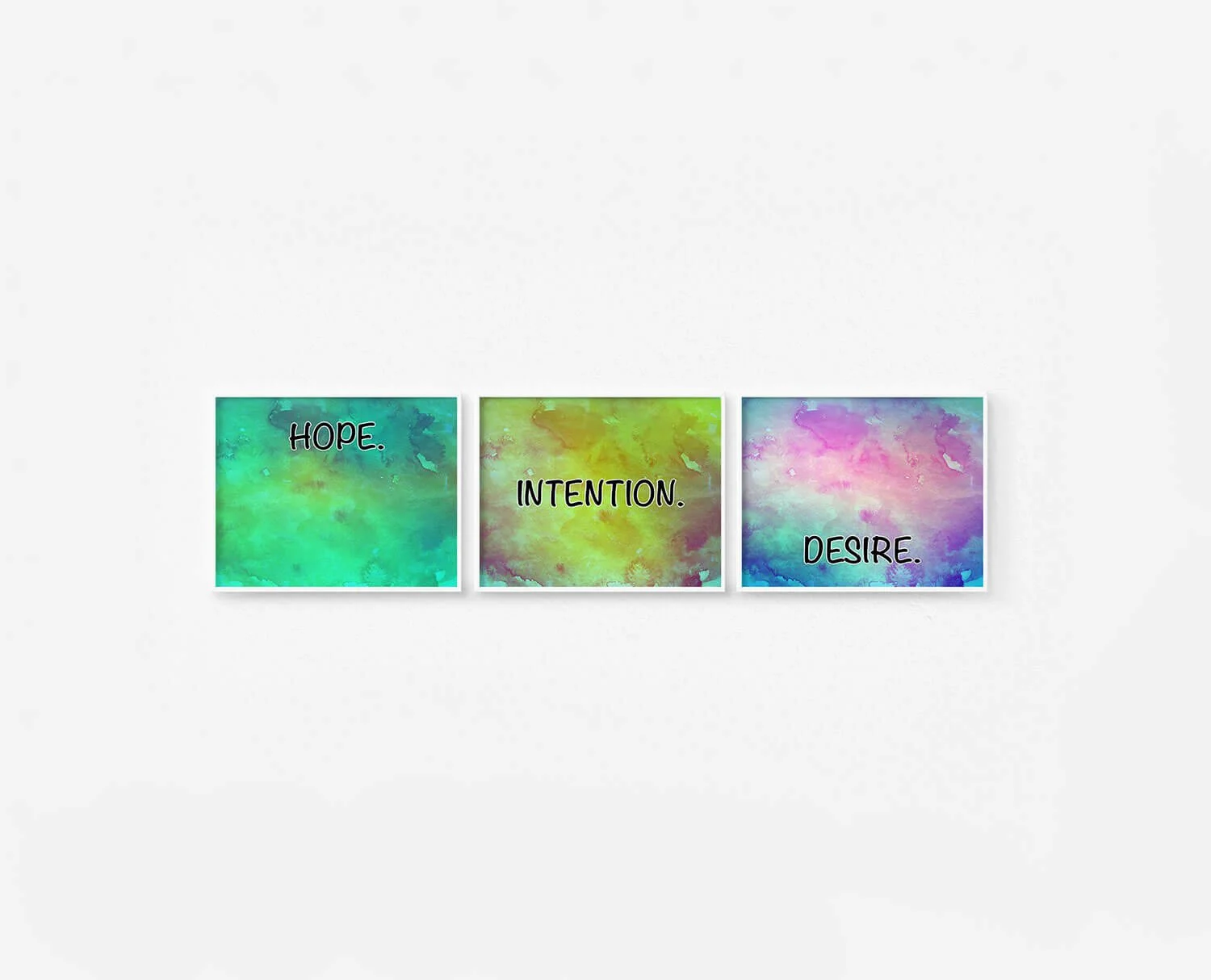 Hope Intention Desire Prints White Frames Digital