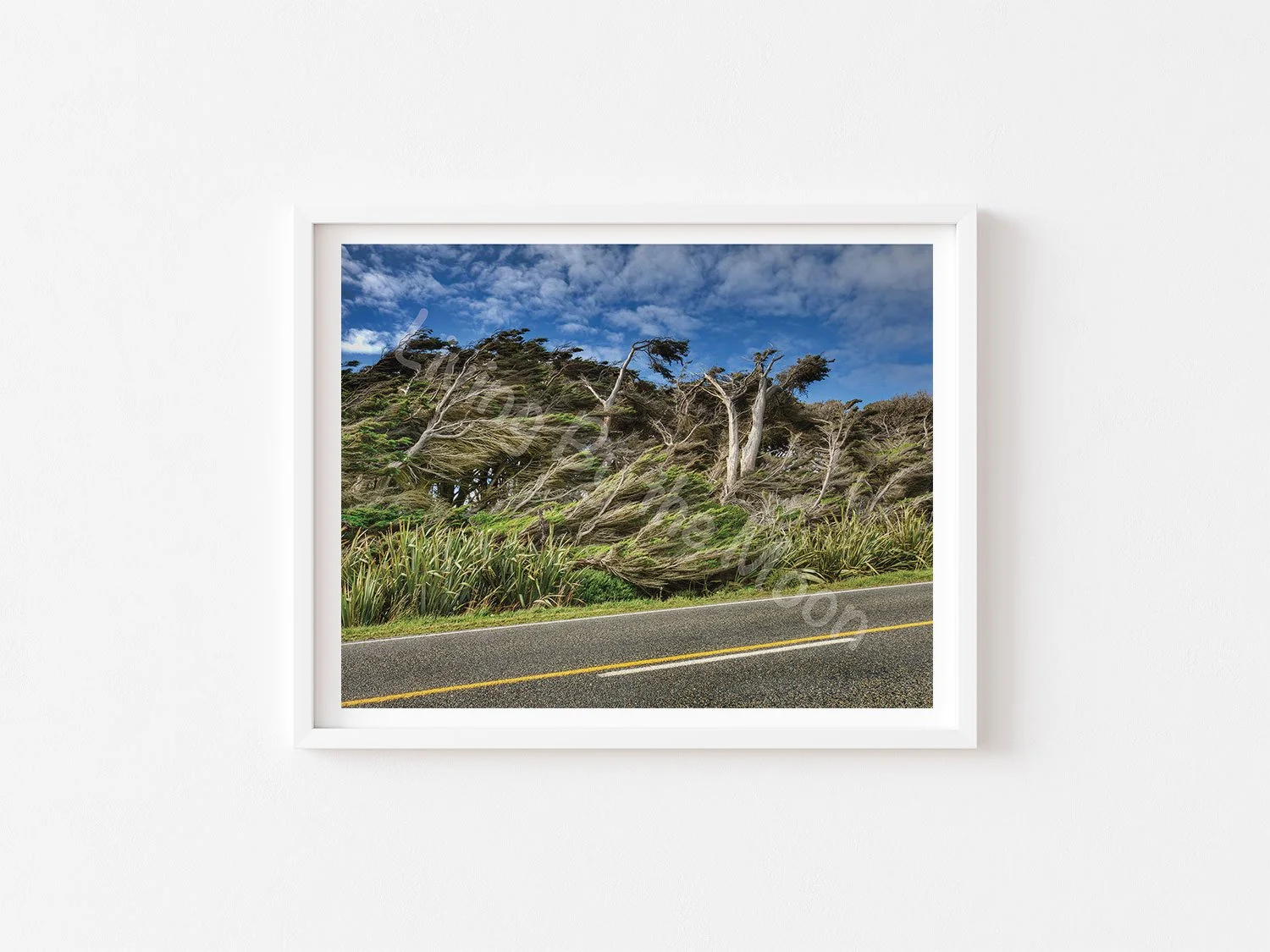 Bending Wind Print White Frame Digital