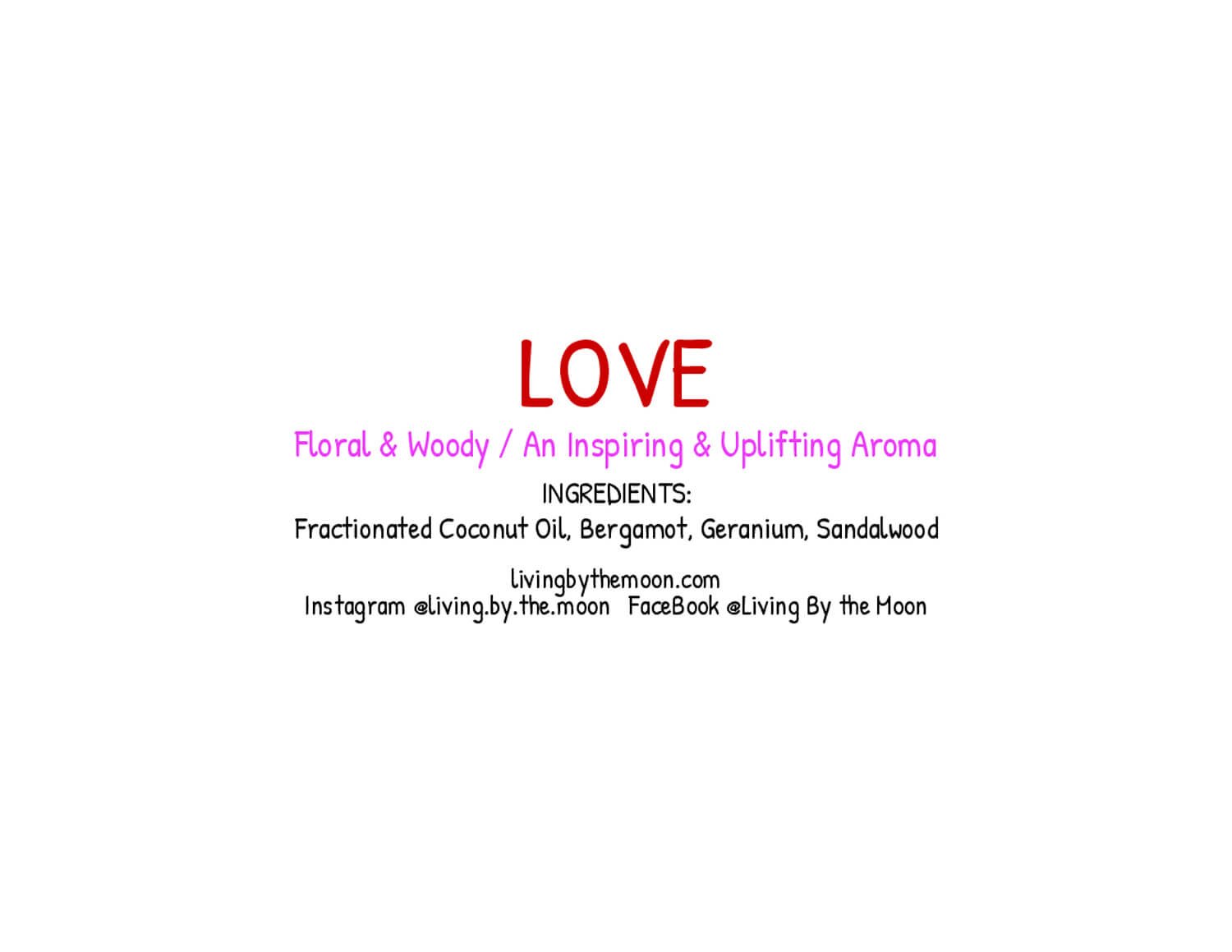 Uplifting Word Love Essential Oil Rollerball Informational Label
