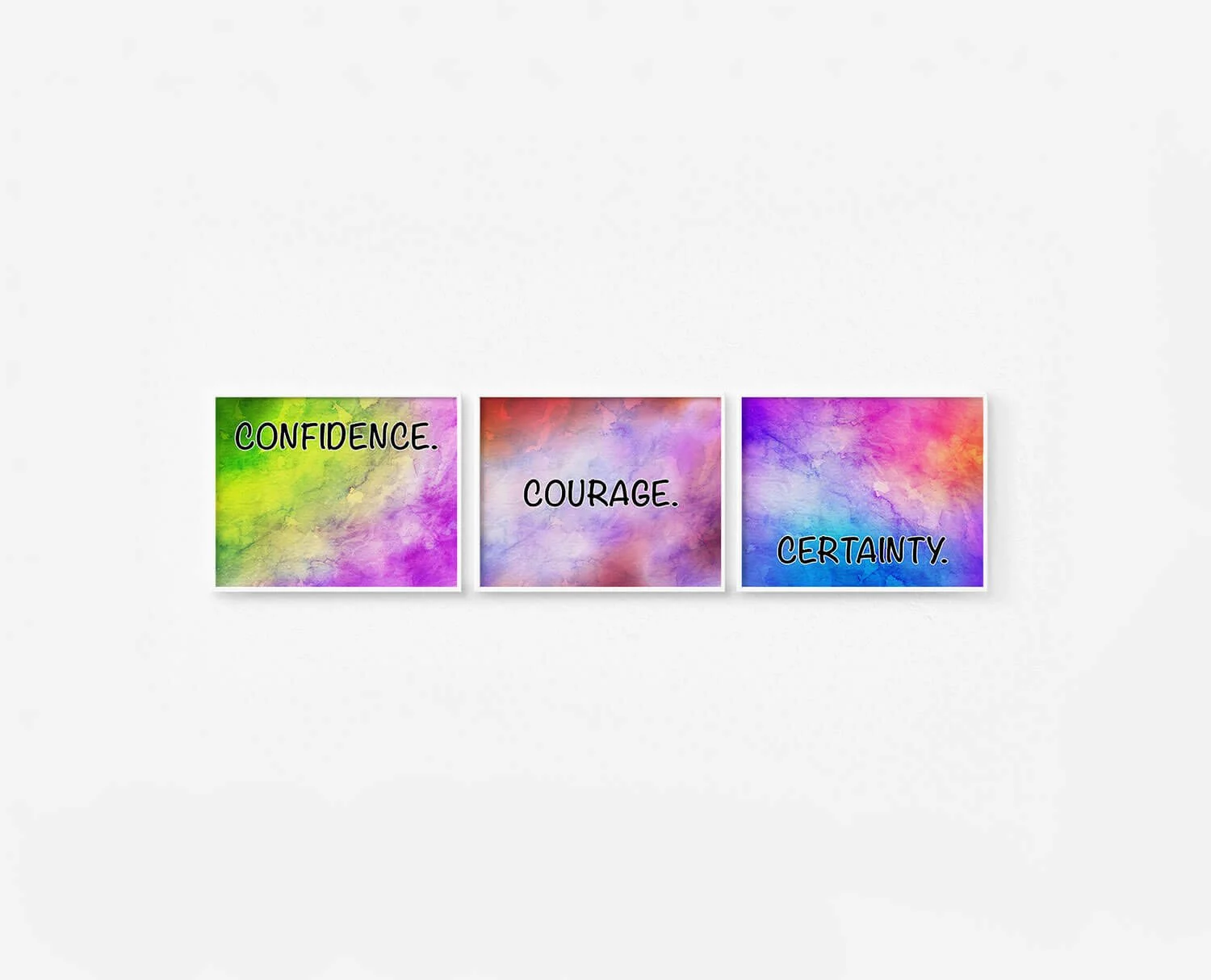 Confidence Courage Certainty Prints White Frames Digital